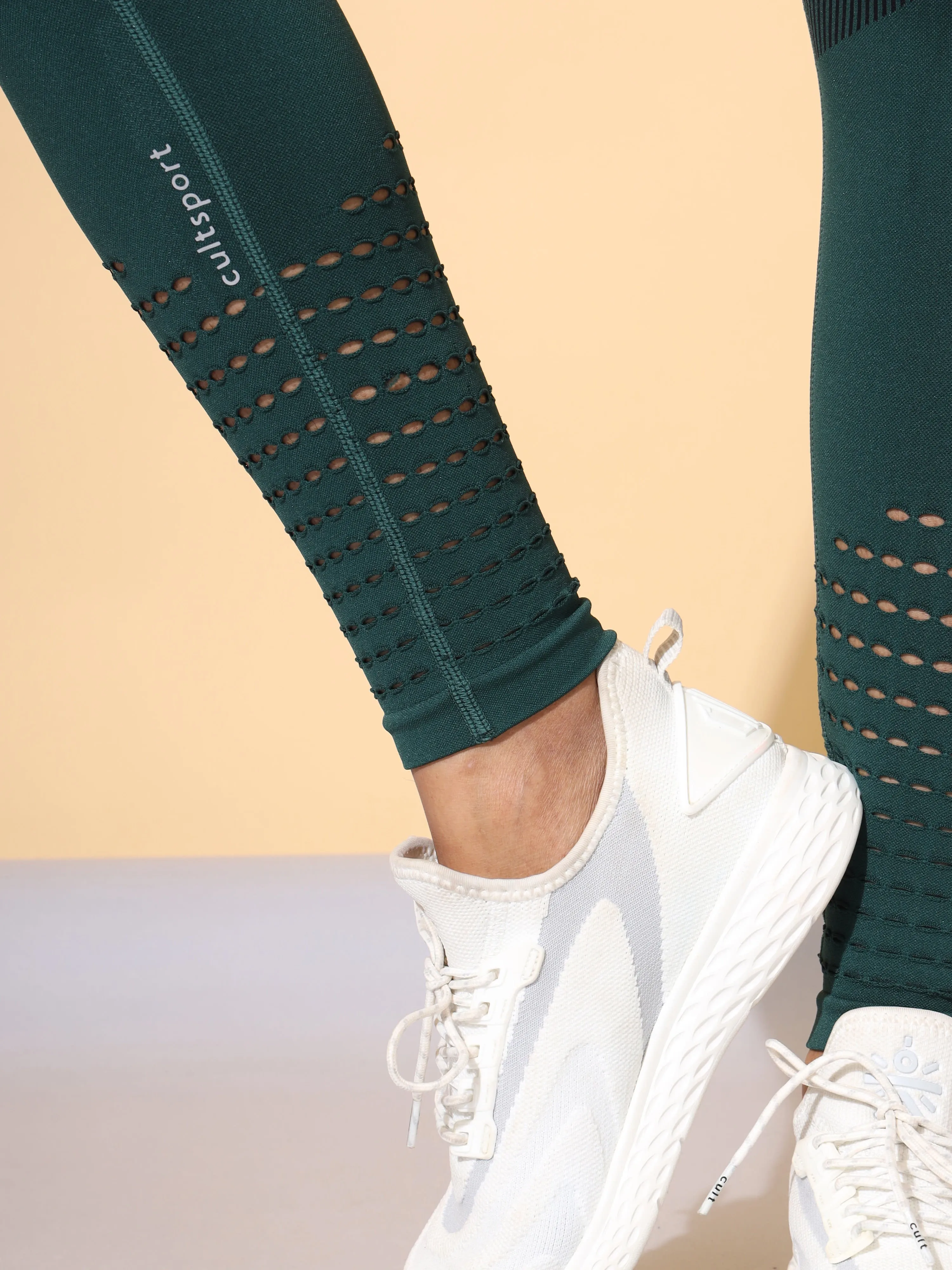Green Seamless Jacquard Tights