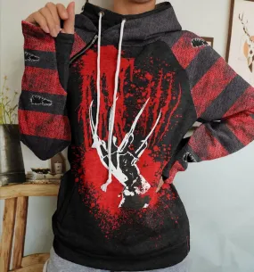Halloween Skull Horror All Over Printed Unisex Hoodie, Stunning Bloody Claw Design Dailywear For Any Season