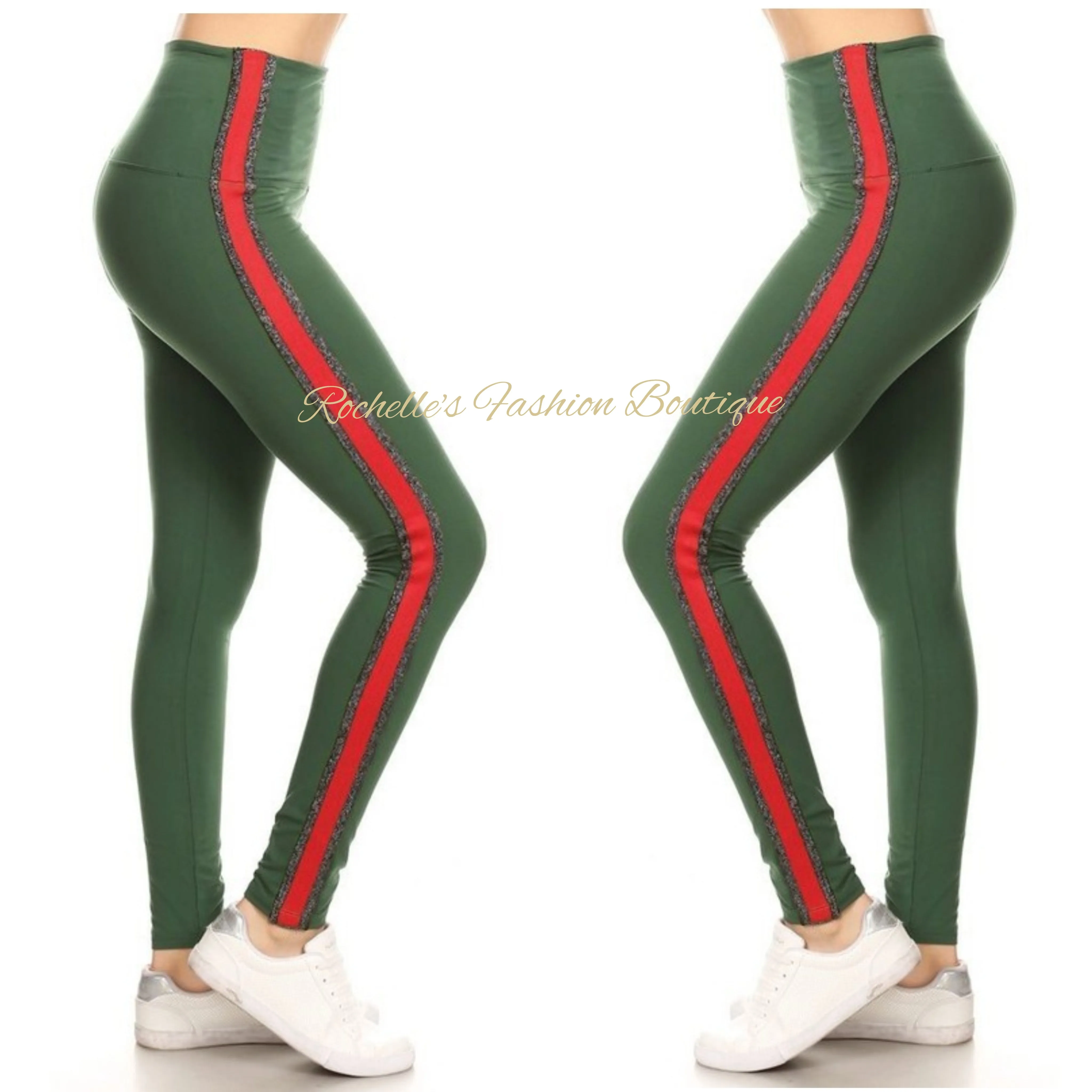 High Waist Mustard & Grey Stripe Legging