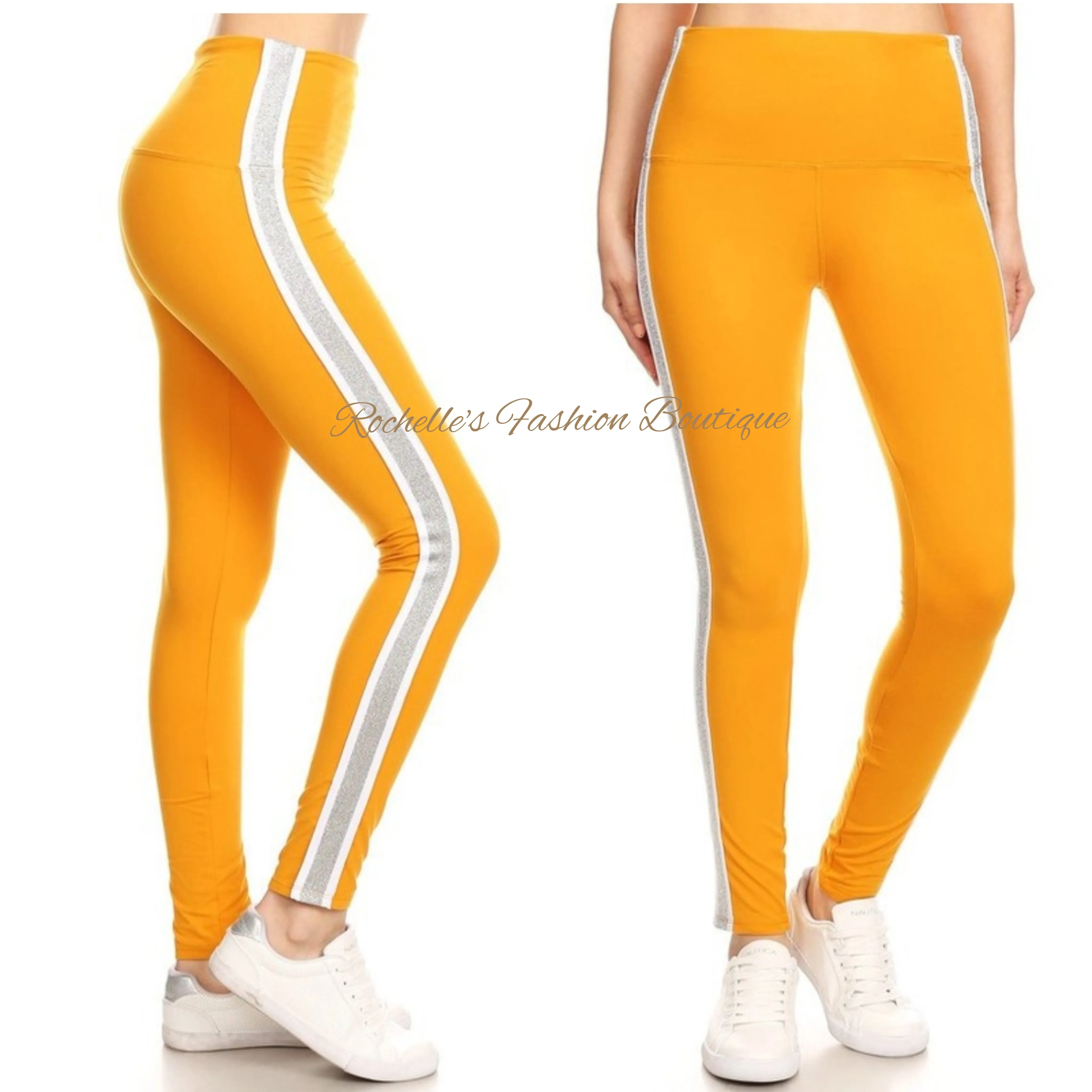High Waist Olive & Grey Stripe Legging
