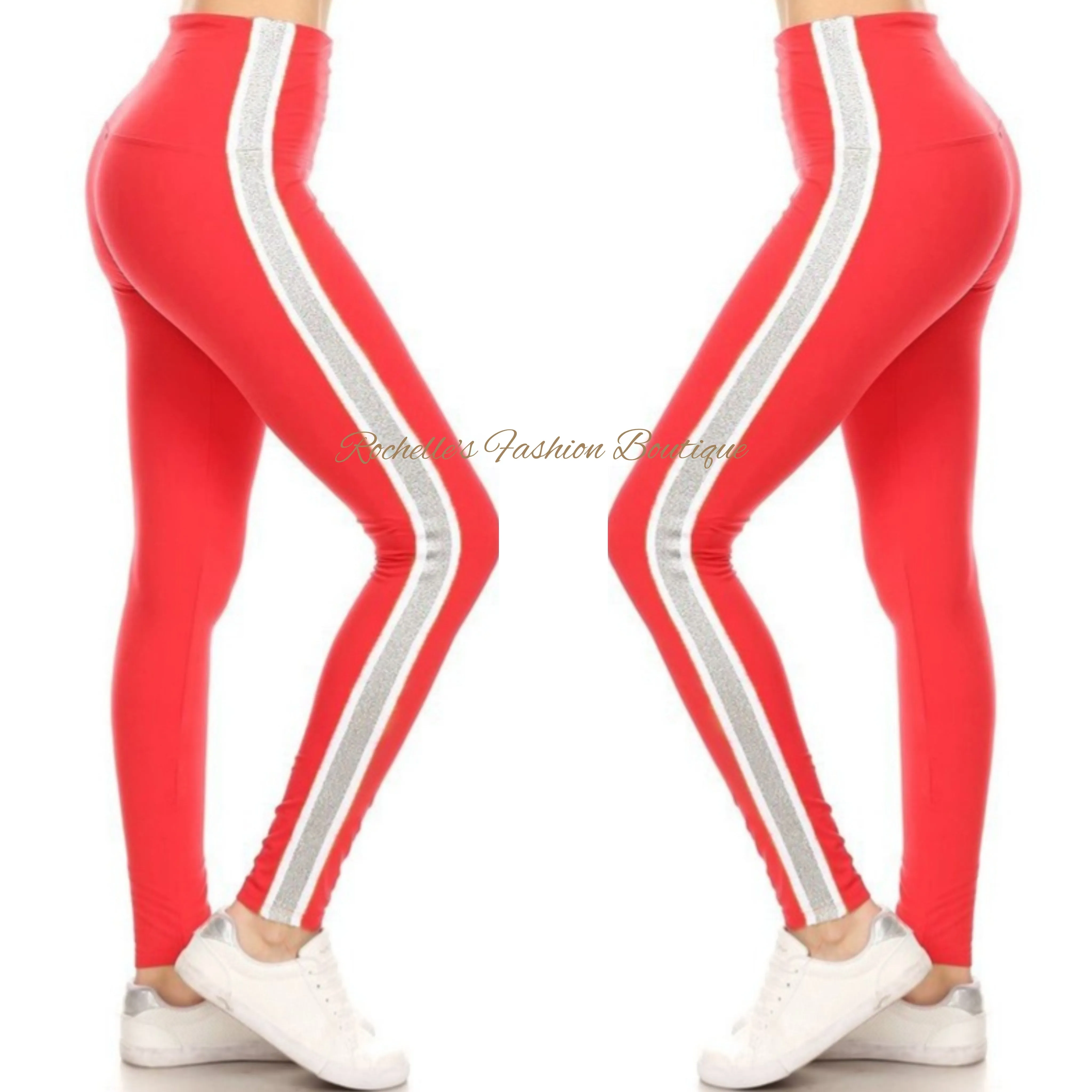 High Waist Olive & Grey Stripe Legging