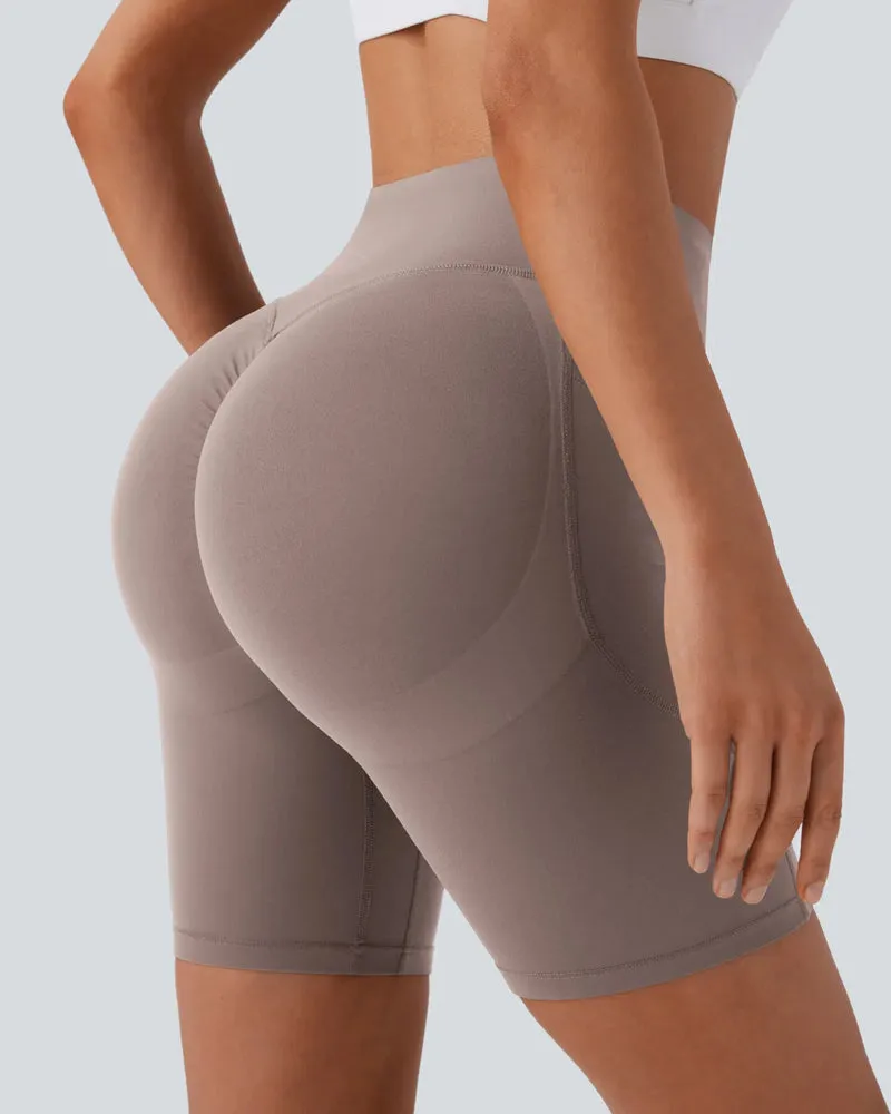 High Waisted Butt Lifting Tummy Control Side Pocket Shaping Training Shorts 7"