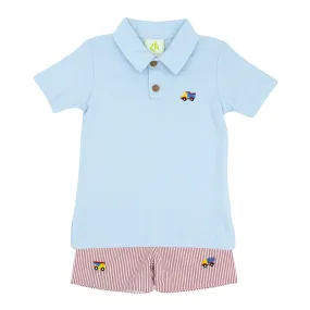 Ian Polo Shirt and Leo Short with Construction Embroidery