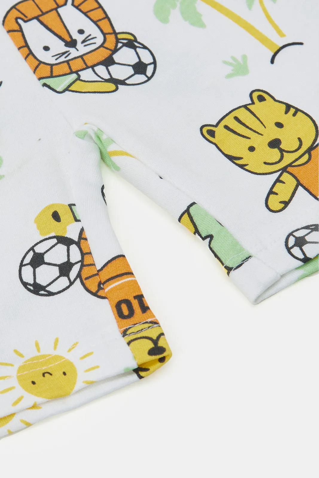 Infant Boys White Printed Football Lion Active Shorts