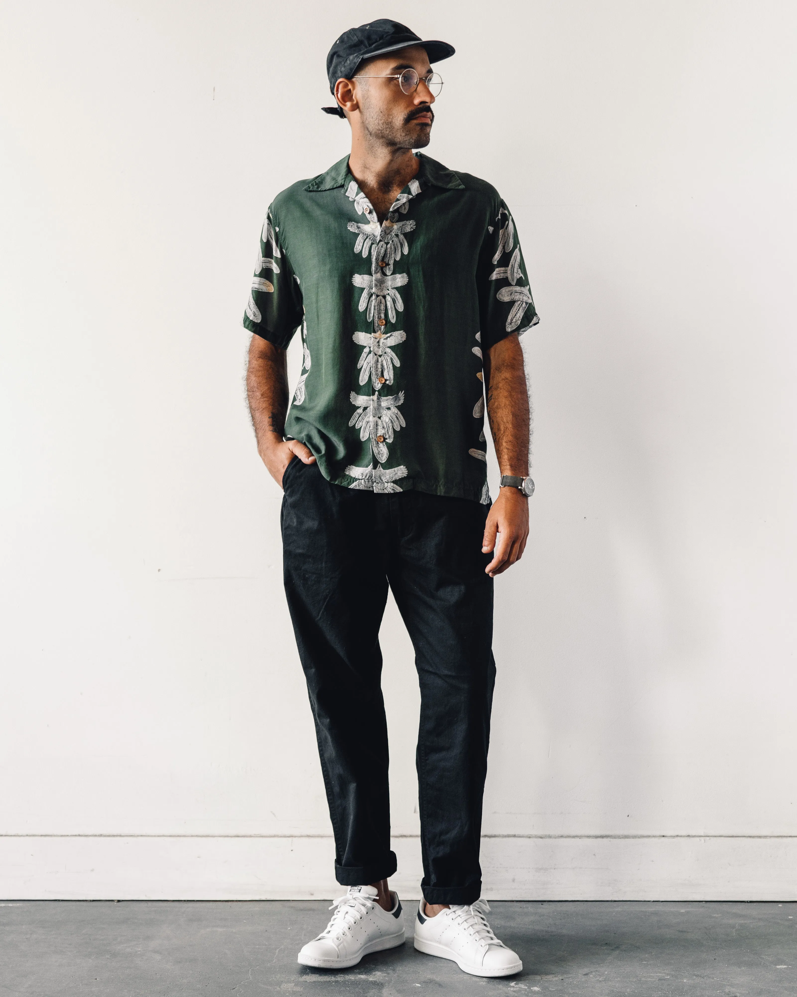 Kapital Silk Rayon Eagle Jewel Aloha Shirt, Khaki