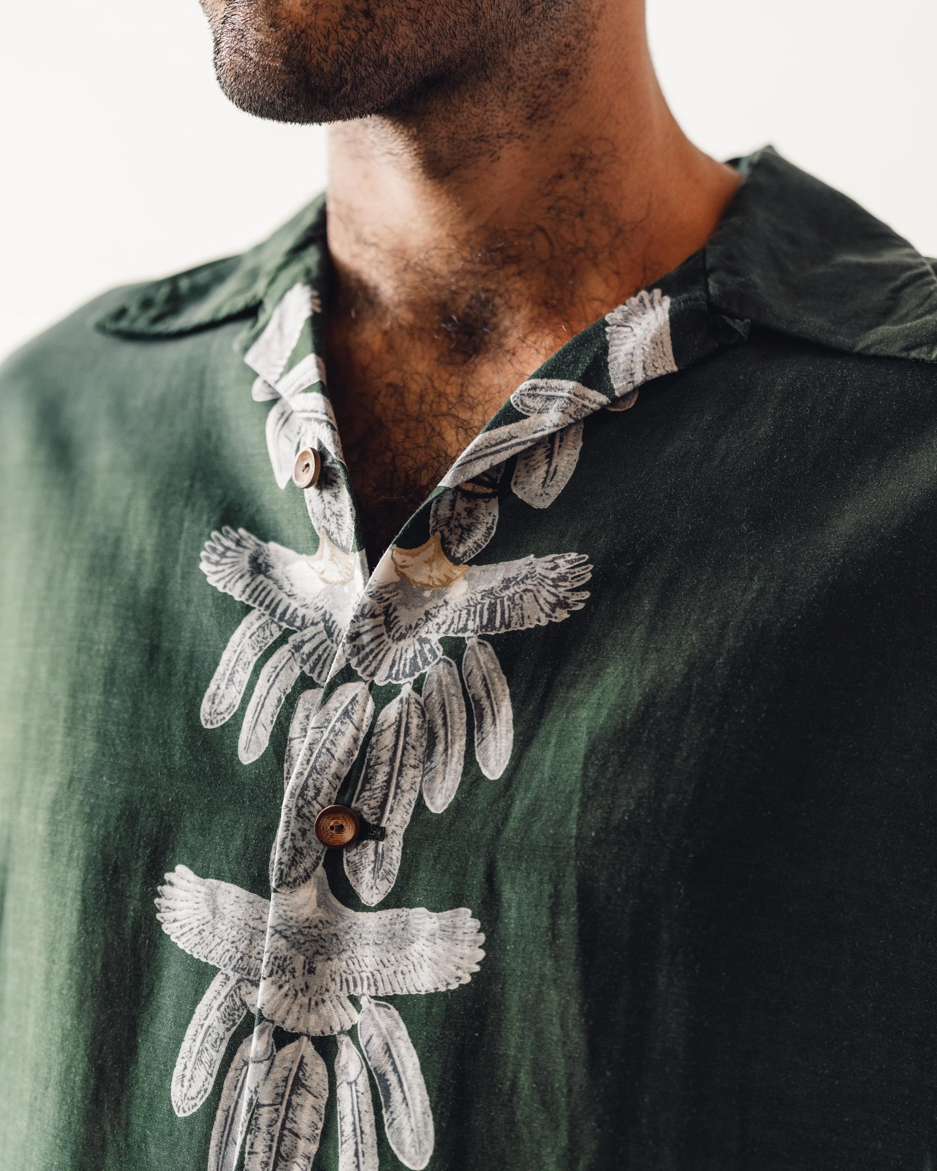 Kapital Silk Rayon Eagle Jewel Aloha Shirt, Khaki