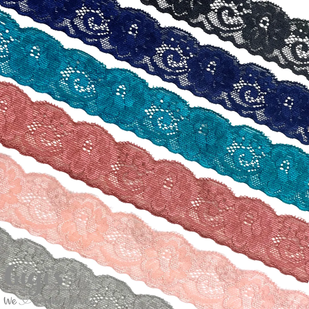 Lace, 1" Floral Stretch Lace Trim