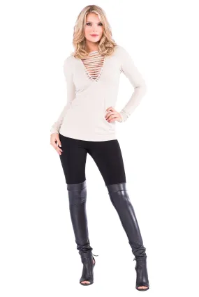 Long Sleeve Braided Front Top