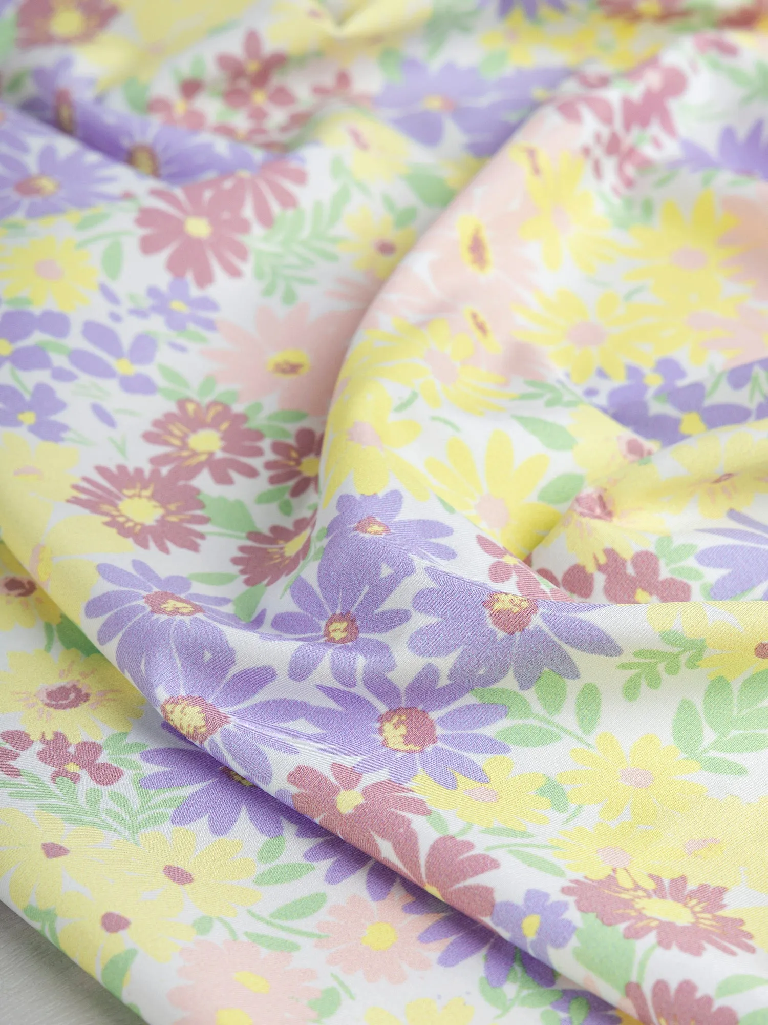Matisse Inspired Daisy Recycled Swim Performance Knit - White   Lavender   Yellow