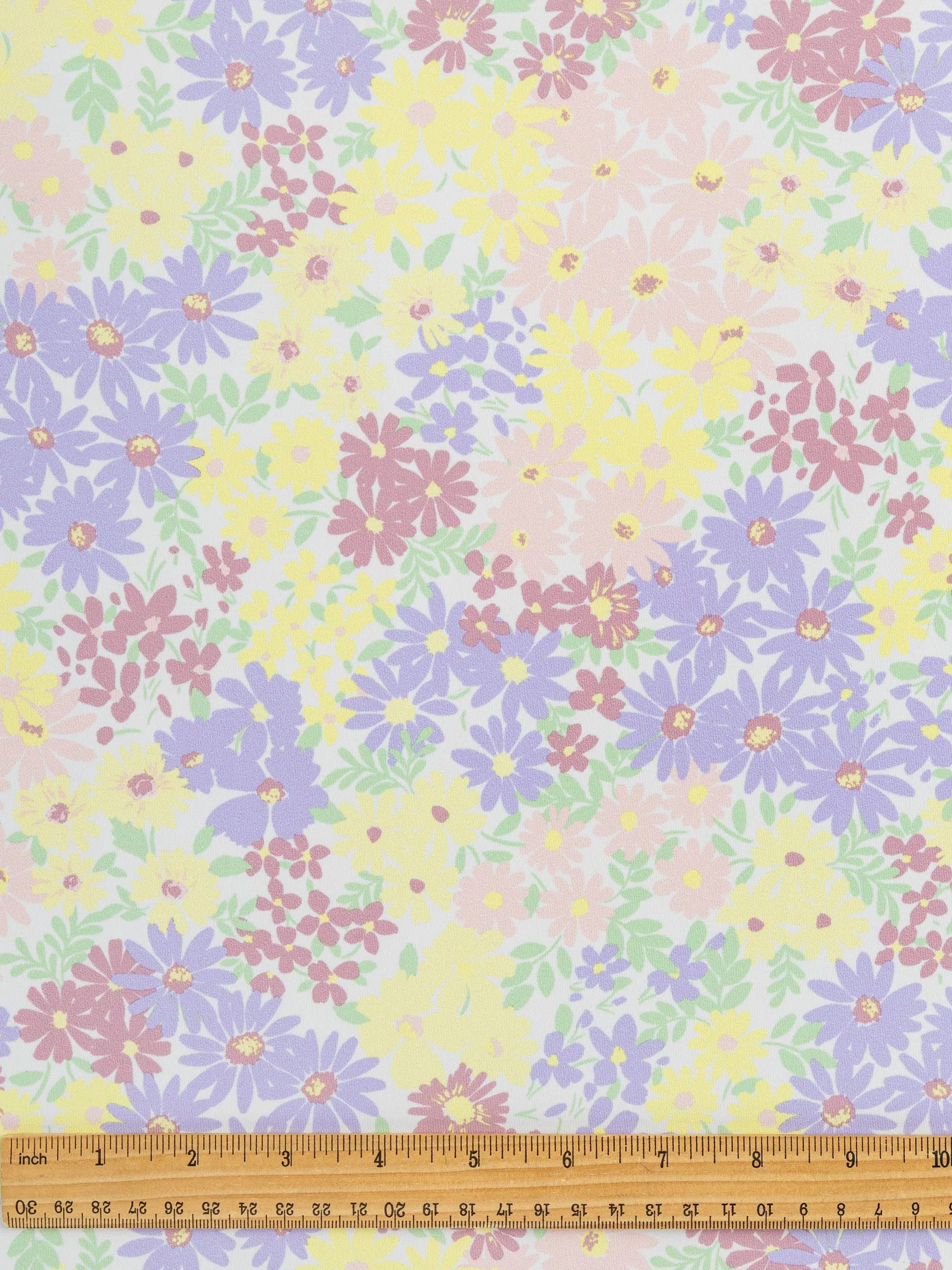 Matisse Inspired Daisy Recycled Swim Performance Knit - White   Lavender   Yellow