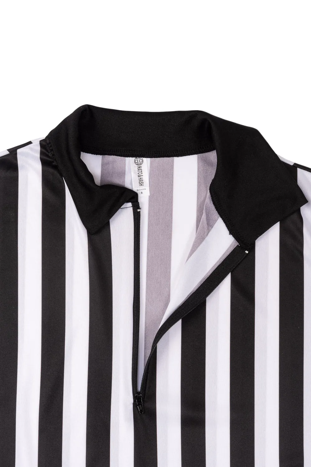 Mato & Hash Men's 1/4 Zip Referee Shirts for Waiters or Bartenders Ref Costume