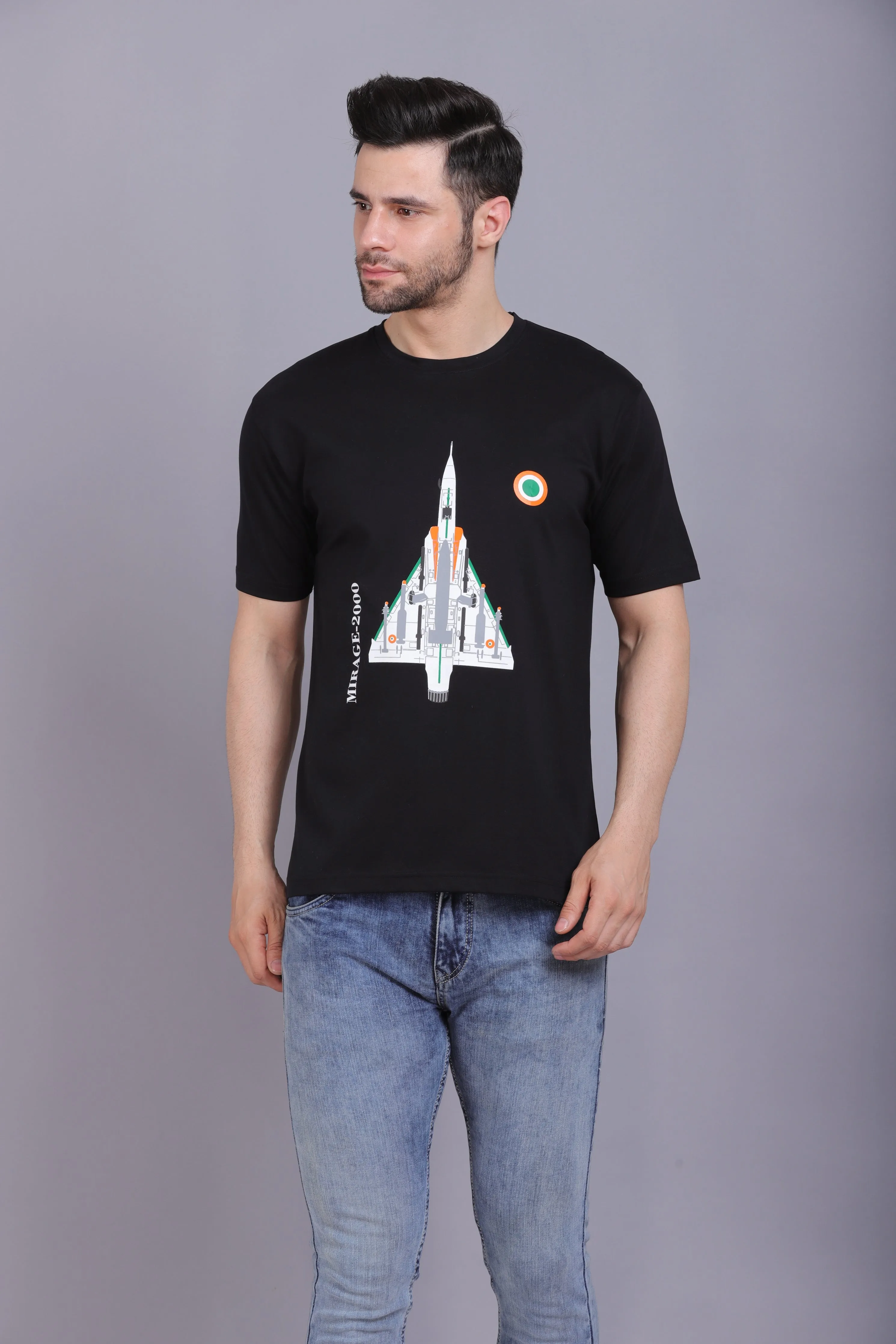 Men's Round Neck T shirt Mirrage Black