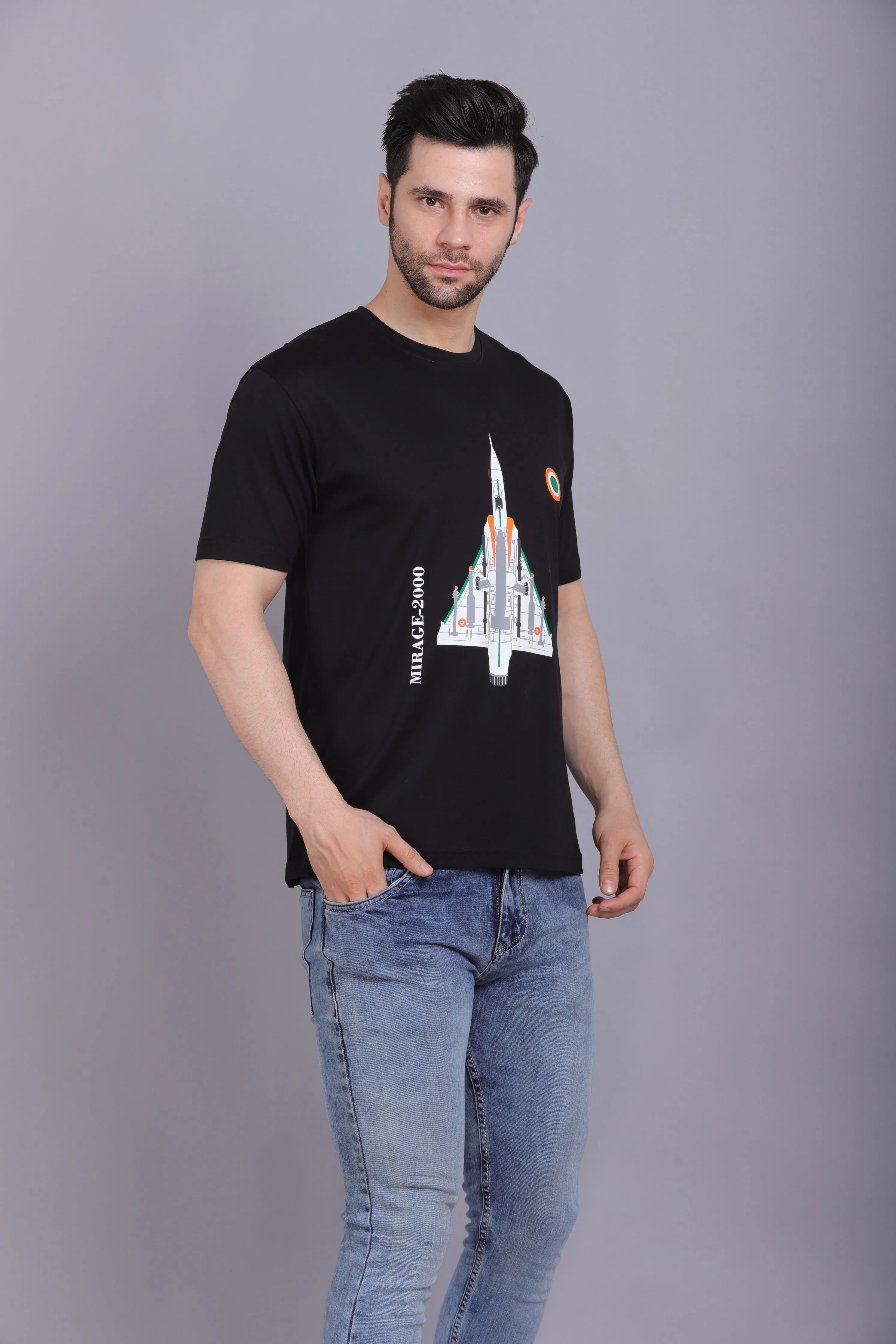 Men's Round Neck T shirt Mirrage Black