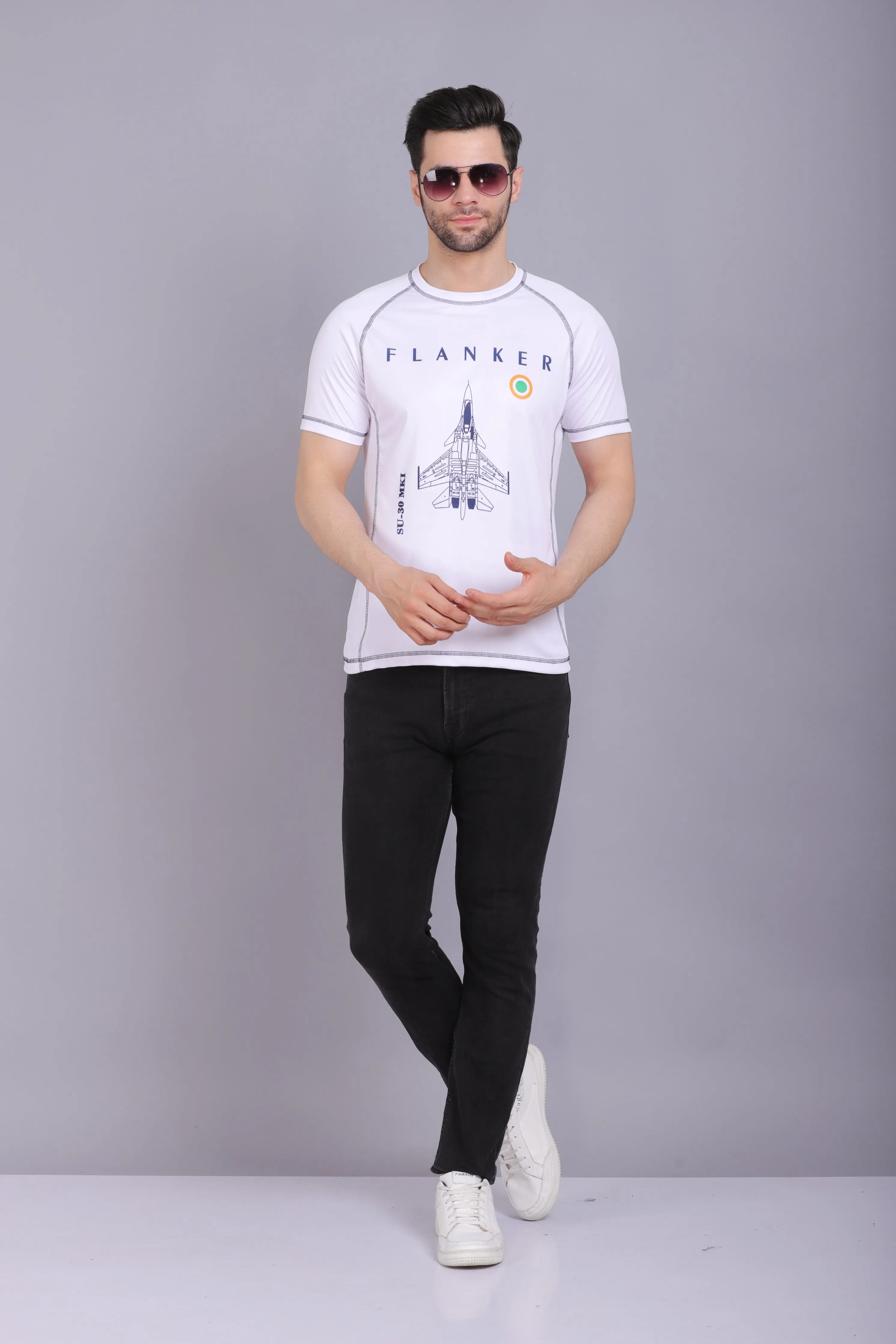 Men's Round Neck T shirt SU30 White