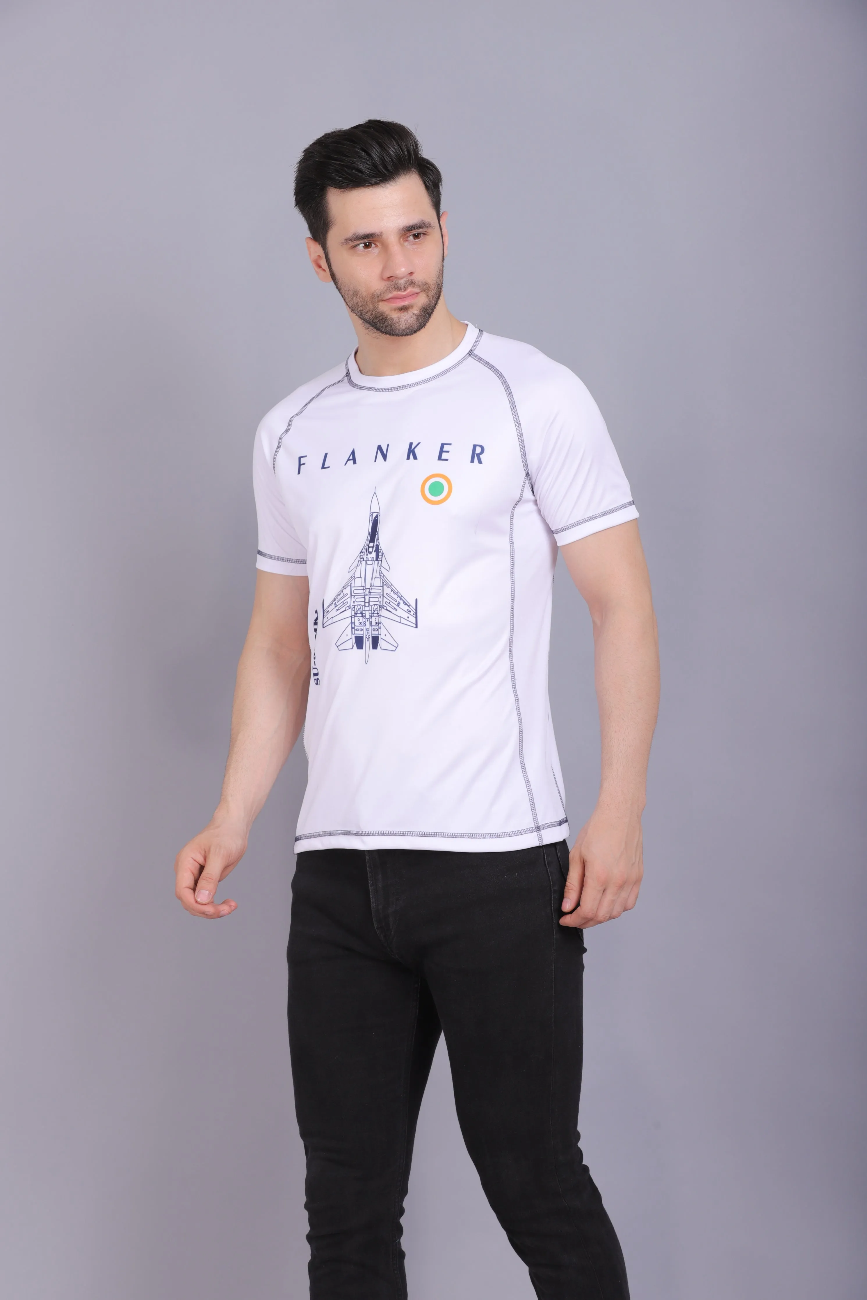 Men's Round Neck T shirt SU30 White