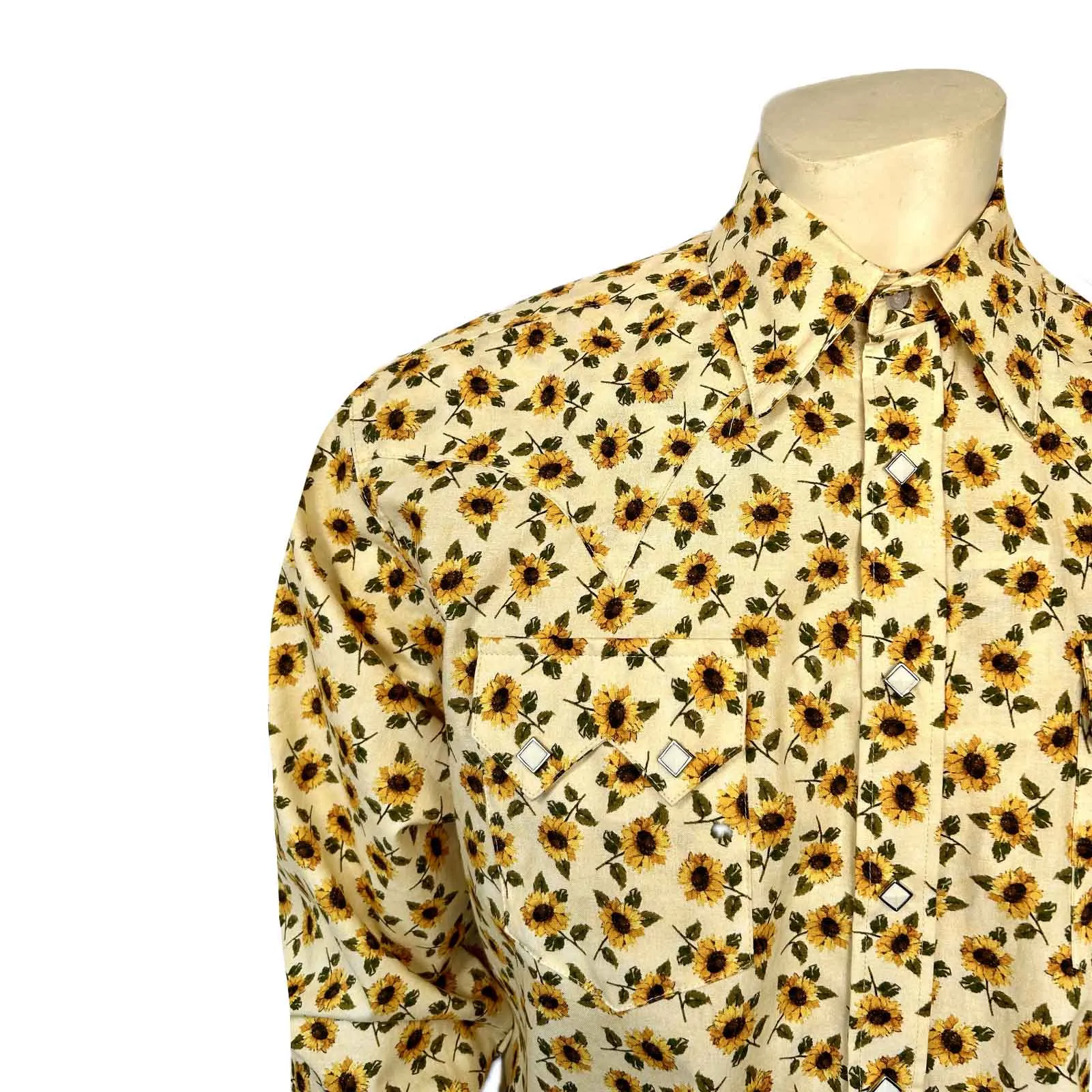 Men's Vintage Yellow Floral Print Western Shirt