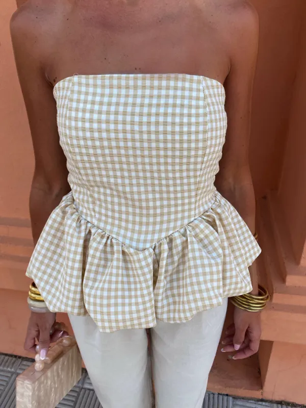 New women's Y2K tube top splicing sexy bubble top