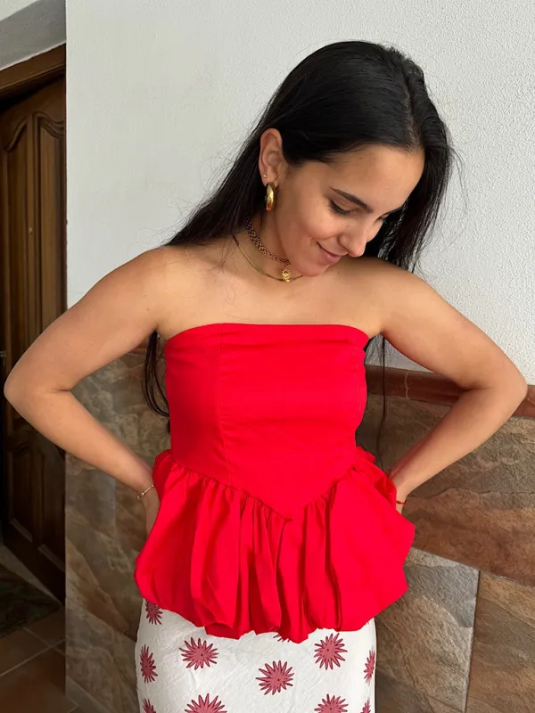 New women's Y2K tube top splicing sexy bubble top
