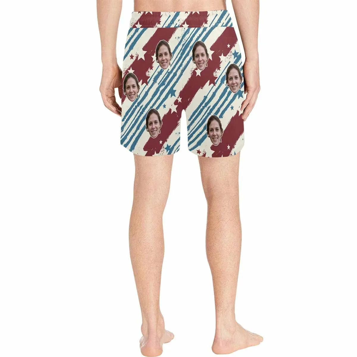 Personalized Swim Trunks with Custom Face Line Men's Quick Dry Swim Shorts Gift for Vacation