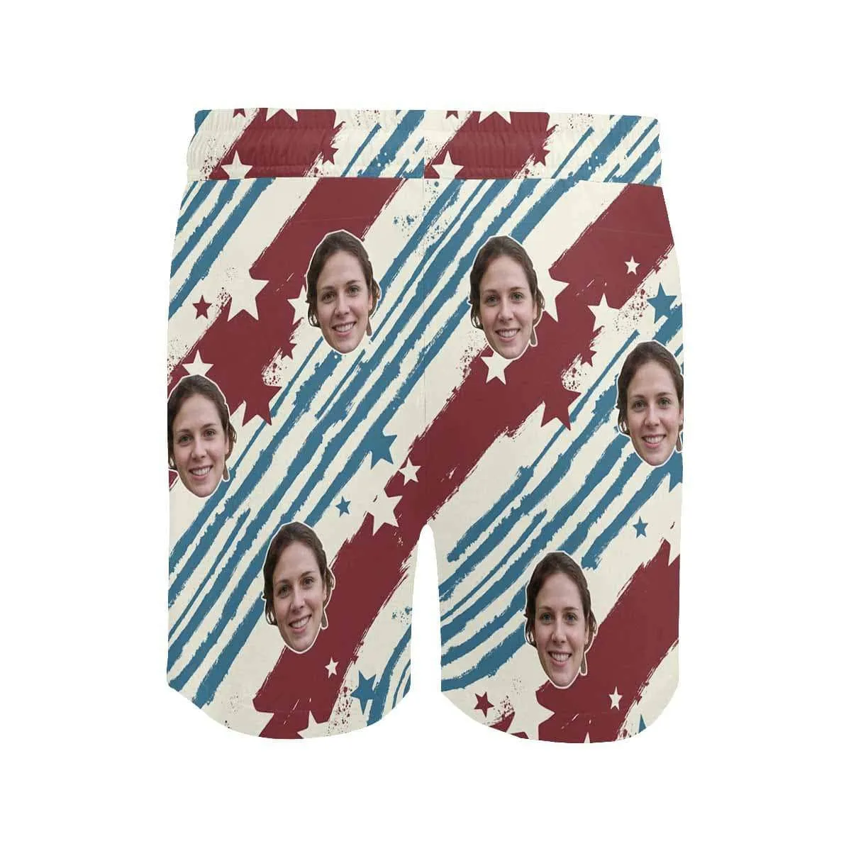 Personalized Swim Trunks with Custom Face Line Men's Quick Dry Swim Shorts Gift for Vacation