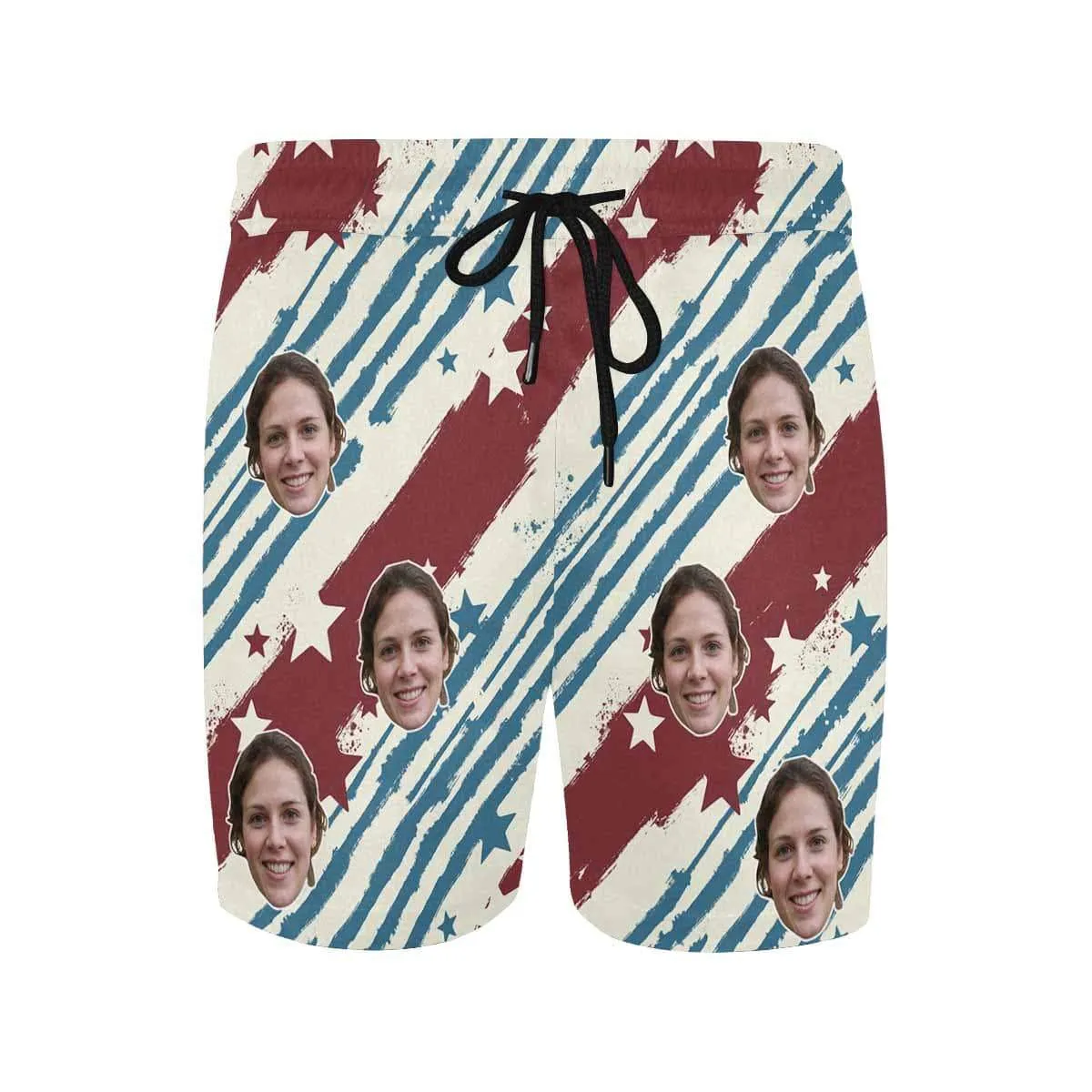 Personalized Swim Trunks with Custom Face Line Men's Quick Dry Swim Shorts Gift for Vacation