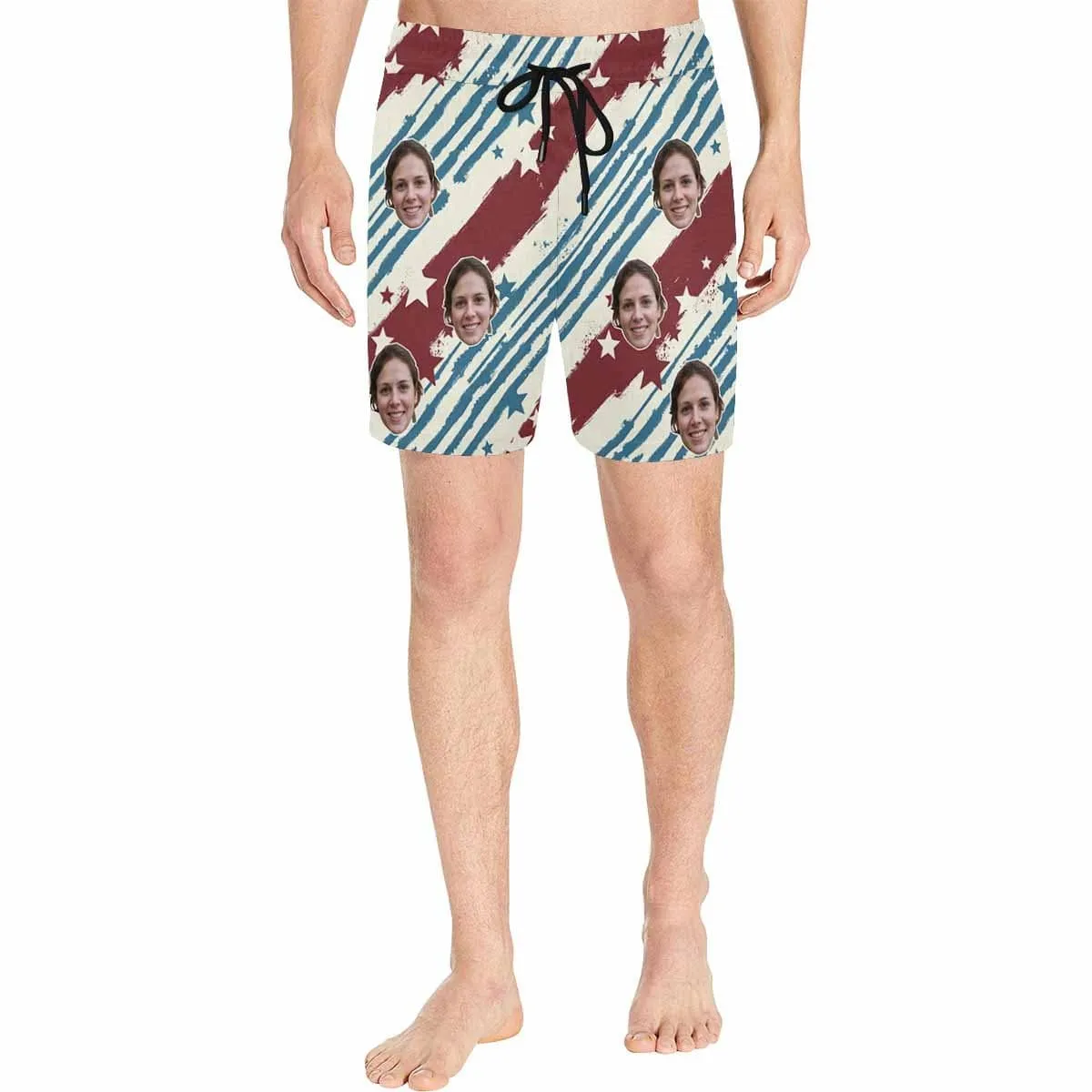Personalized Swim Trunks with Custom Face Line Men's Quick Dry Swim Shorts Gift for Vacation