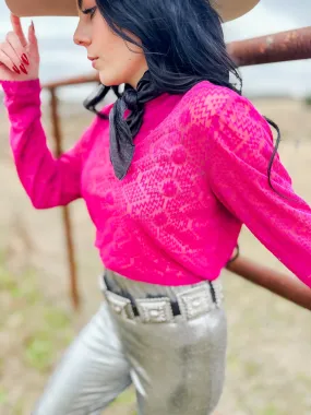 Phoenix Pink Sheer Patterned Top