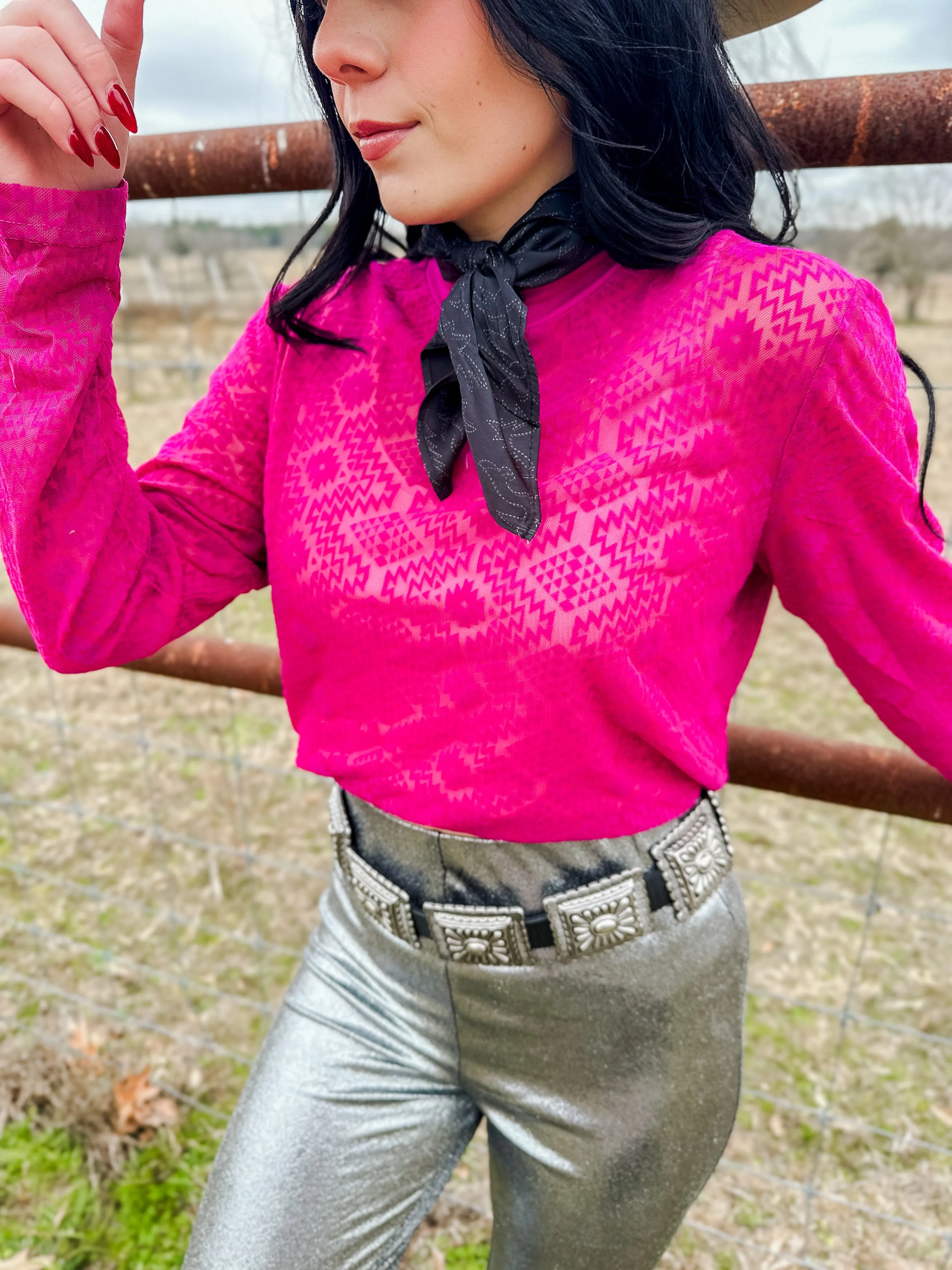 Phoenix Pink Sheer Patterned Top