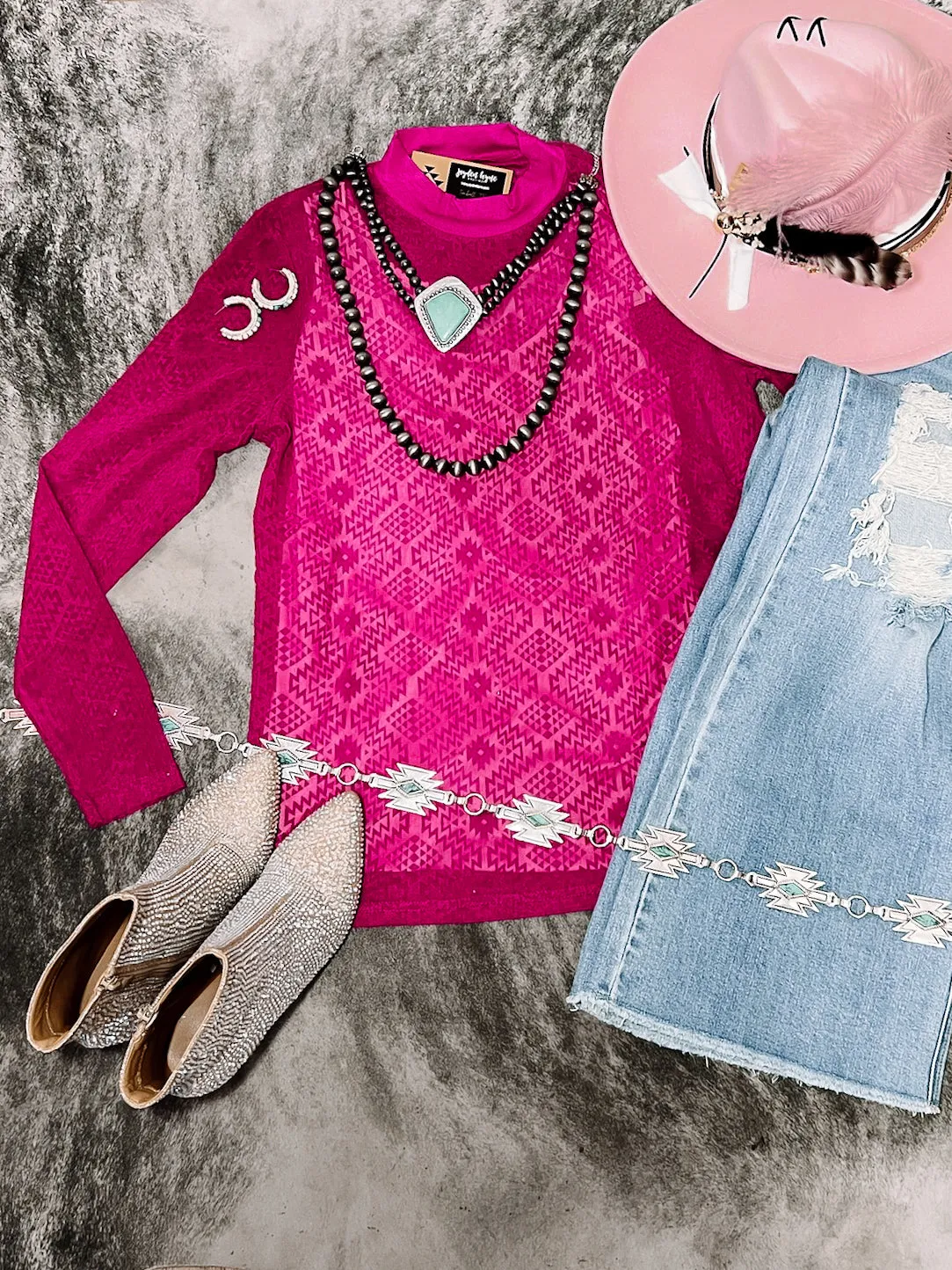 Phoenix Pink Sheer Patterned Top
