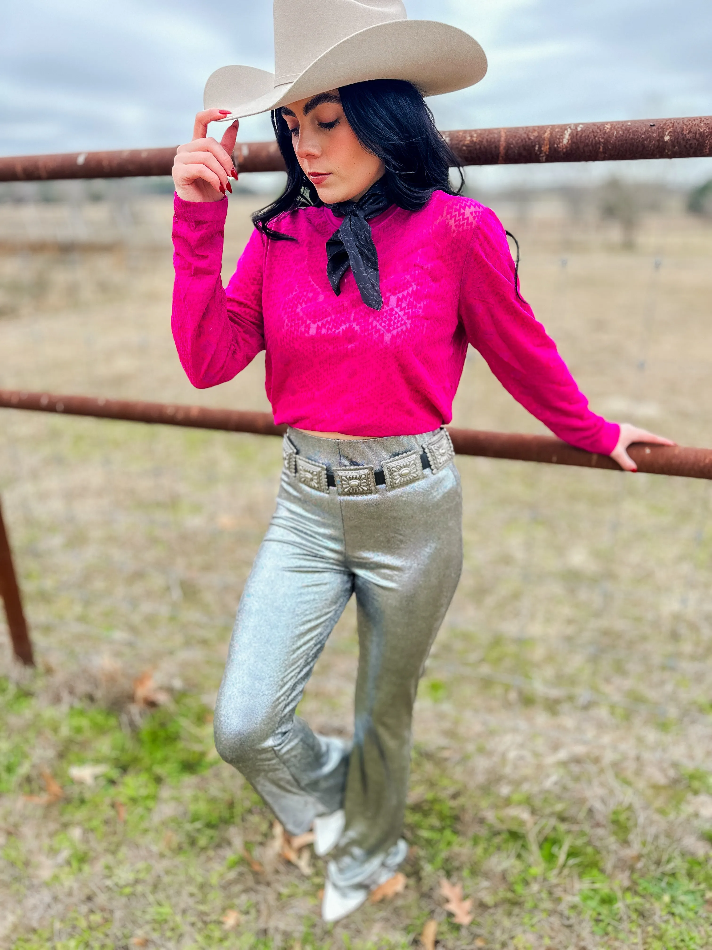 Phoenix Pink Sheer Patterned Top