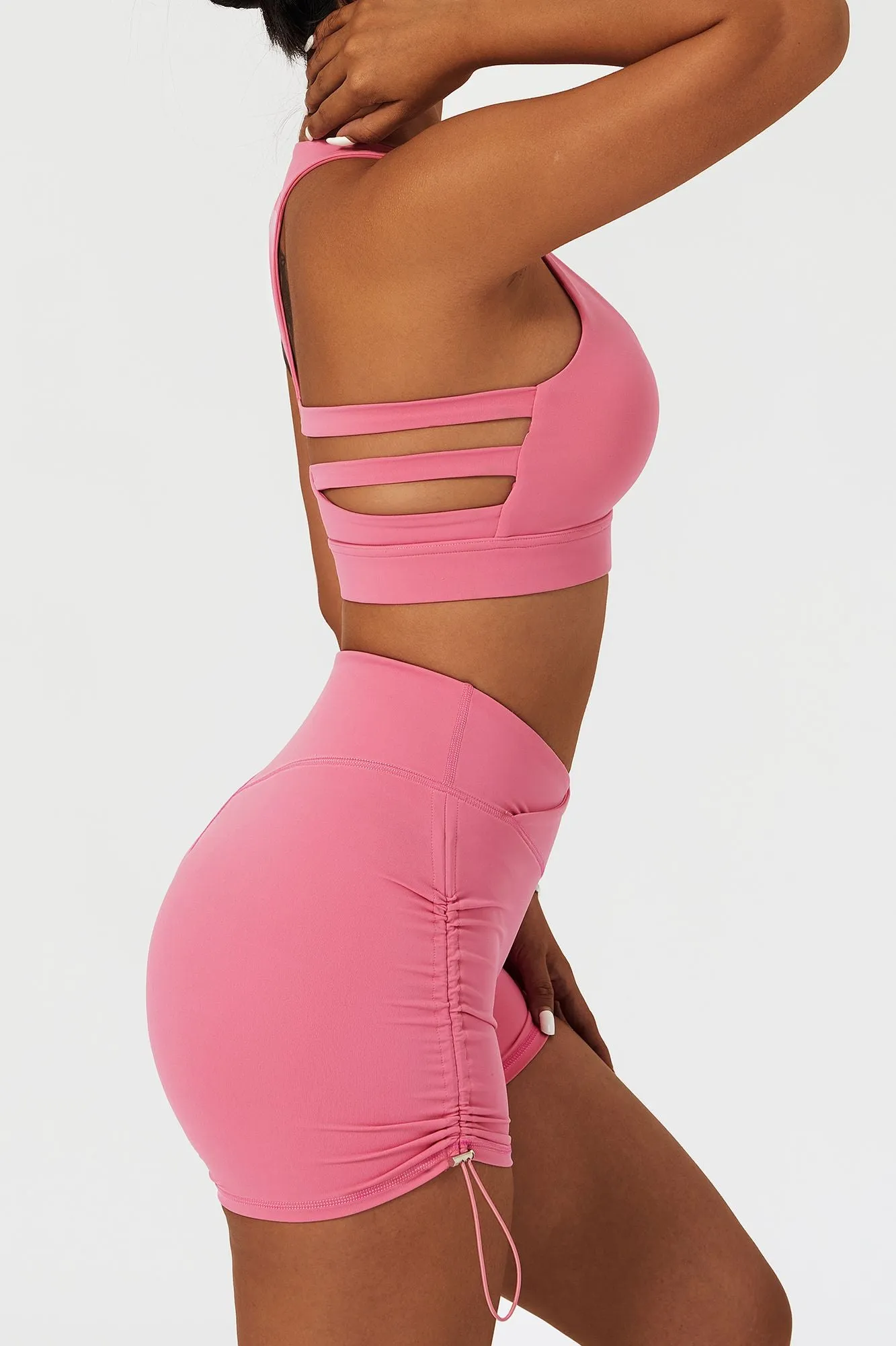 Plunge Neck Asymmetric Racerback Sports Bra