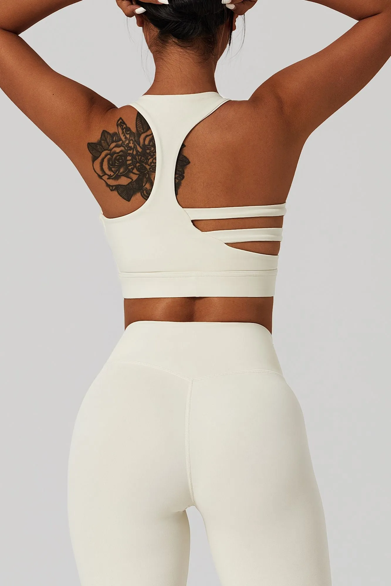 Plunge Neck Asymmetric Racerback Sports Bra