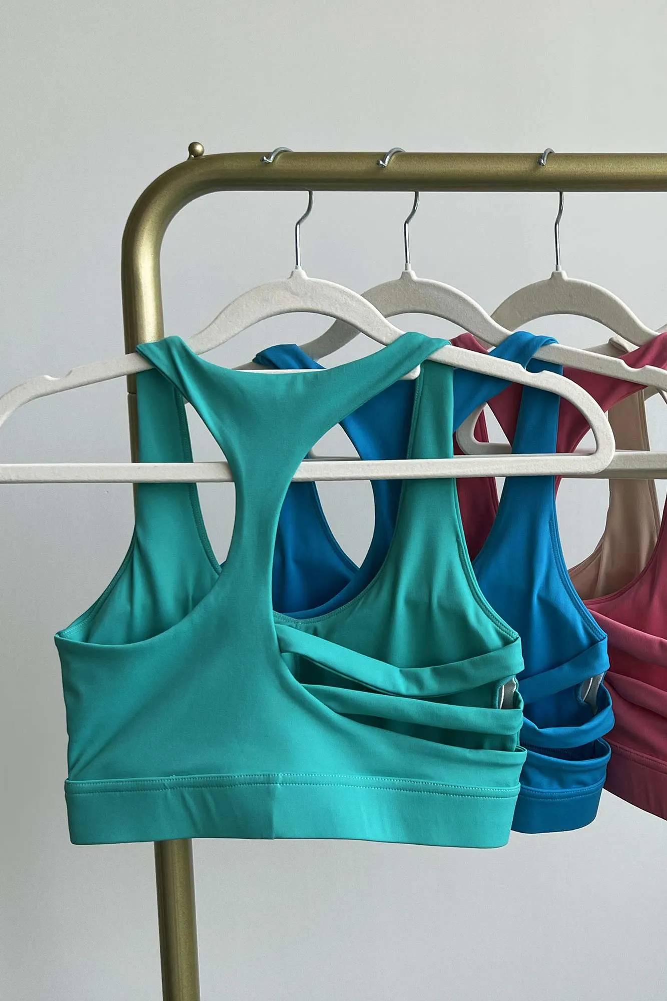 Plunge Neck Asymmetric Racerback Sports Bra