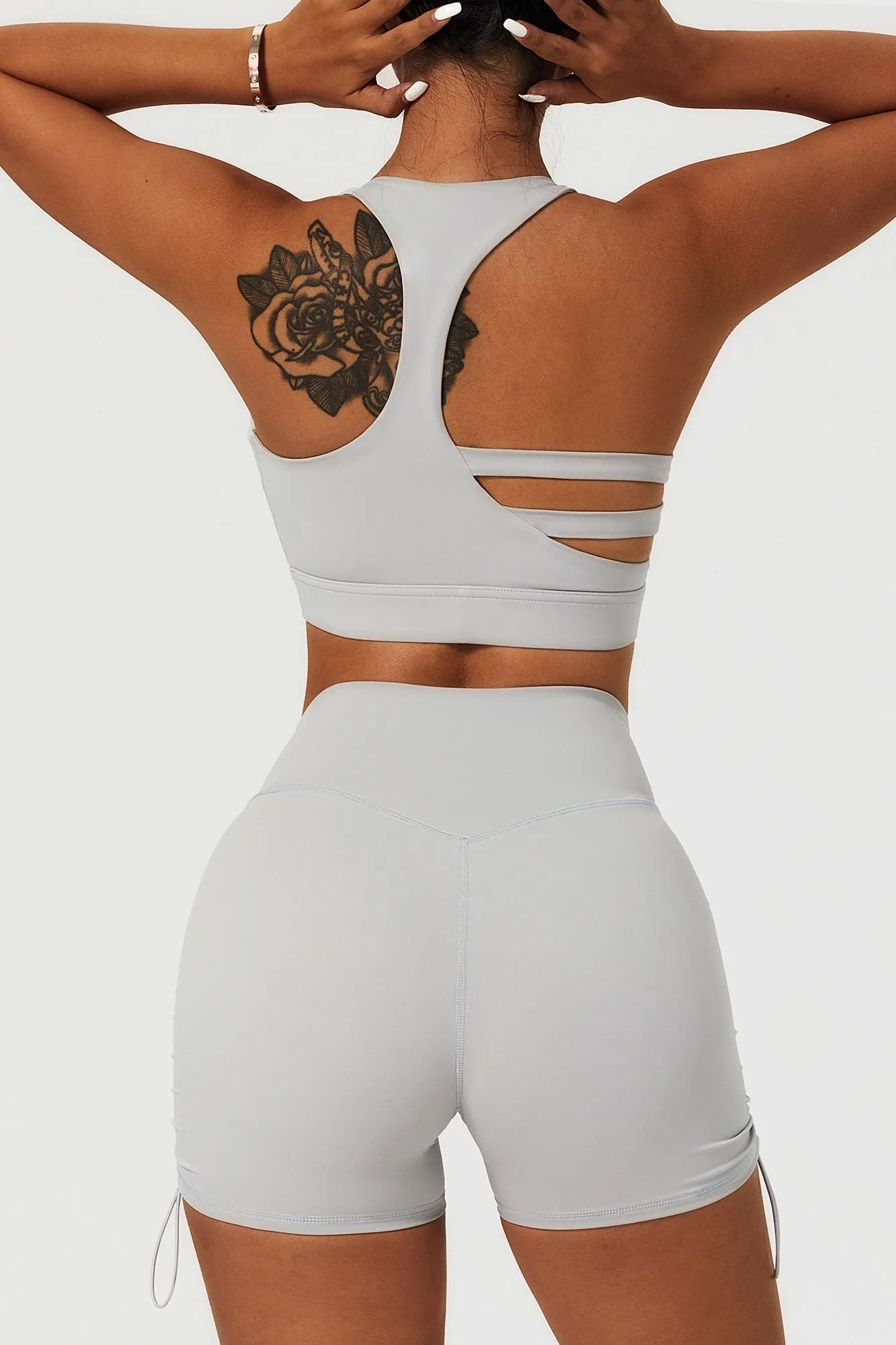Plunge Neck Asymmetric Racerback Sports Bra