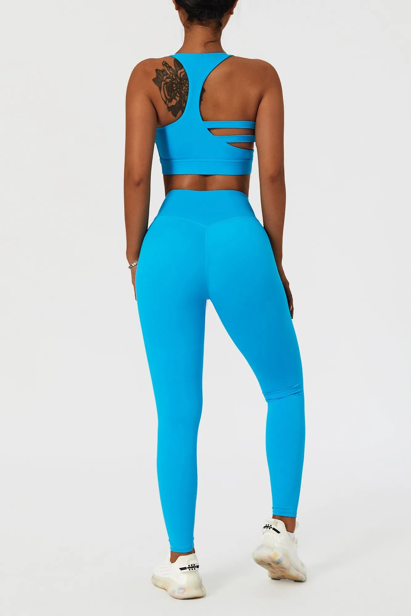 Plunge Neck Asymmetric Racerback Sports Bra