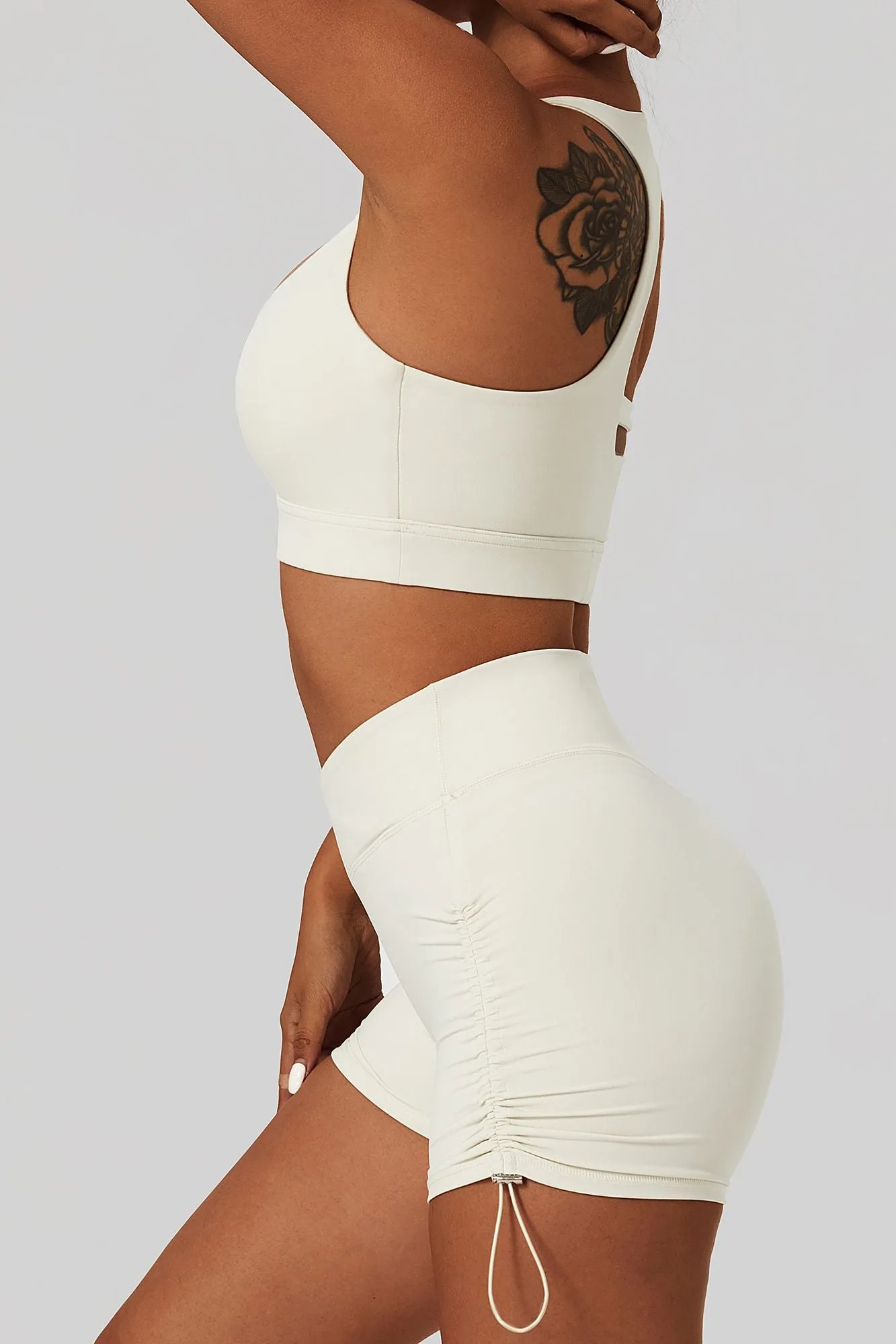 Plunge Neck Asymmetric Racerback Sports Bra