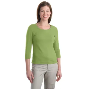 Port Authority Women's Leaf Green Modern Stretch Cotton 3/4-Sleeve Scoop Neck Shirt