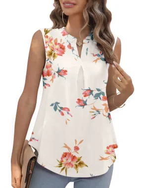 QINCAO Womens Tank Tops V Neck Sleeveless Casual Basic Womens Summer Tops Tunic Blouses,L(12-14)
