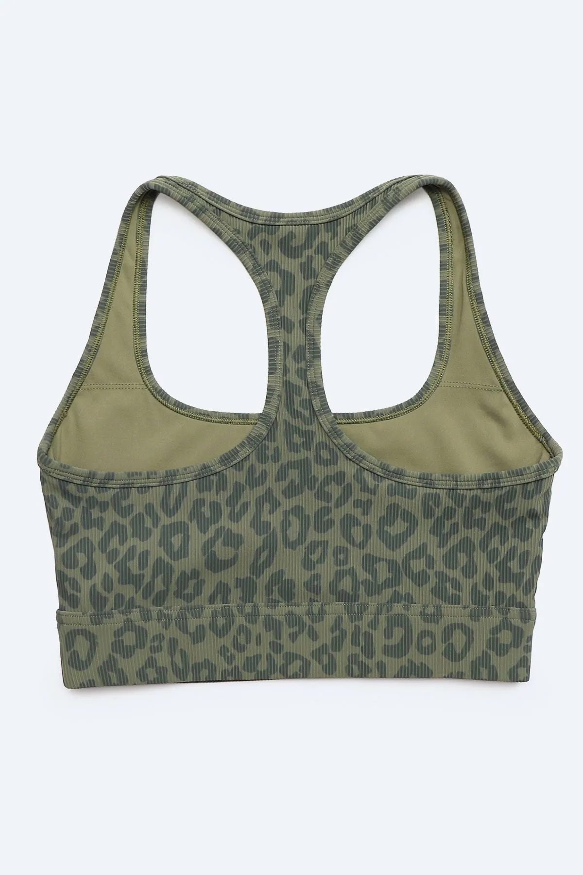 Ribbed Printed Racerback Sports Bra