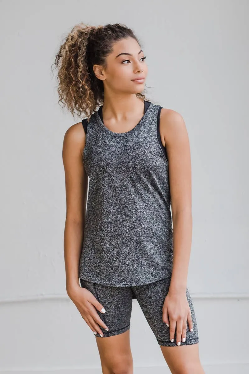 Riley Tank in Black HeatherFlex