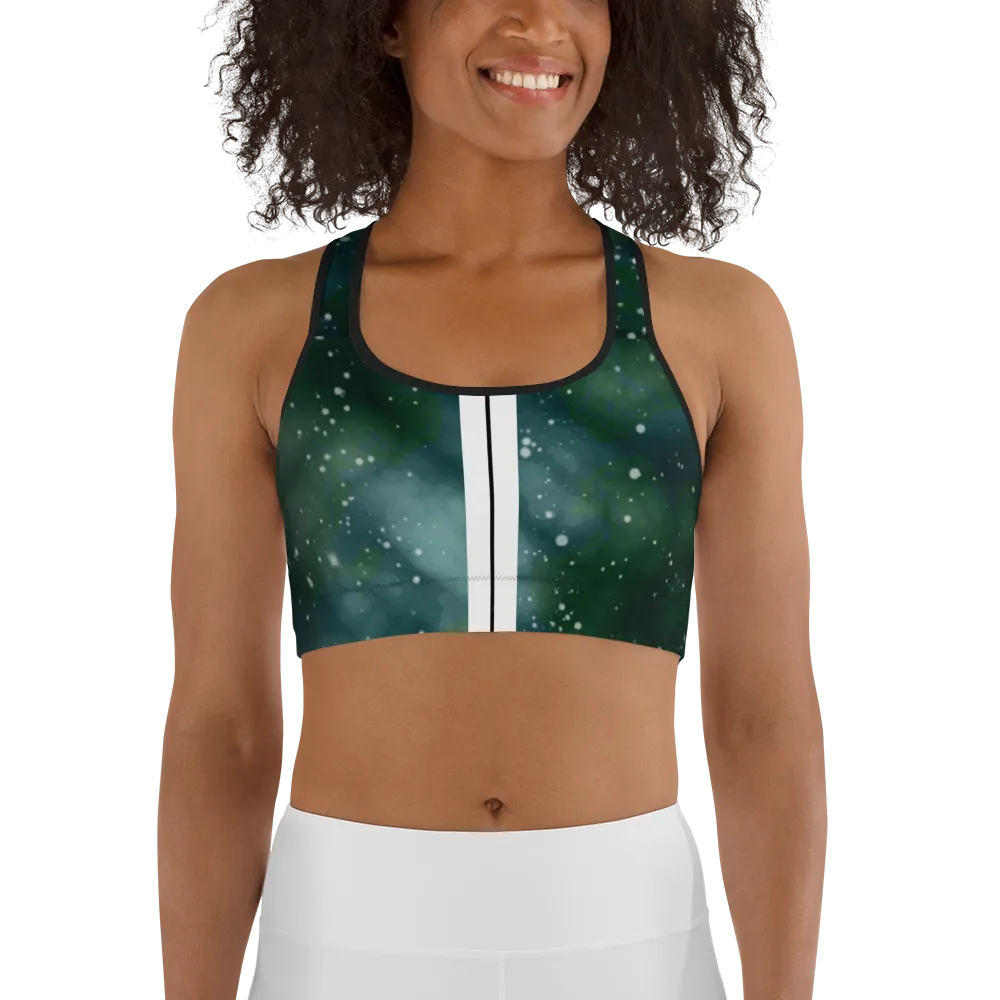 ROYAL ICONIC | Acid Wash Bleach Dye Galaxy Tie Dye Sports Bra Front Facing Malibu Stripe Ether Cloud Forest Green Mad Money Wash