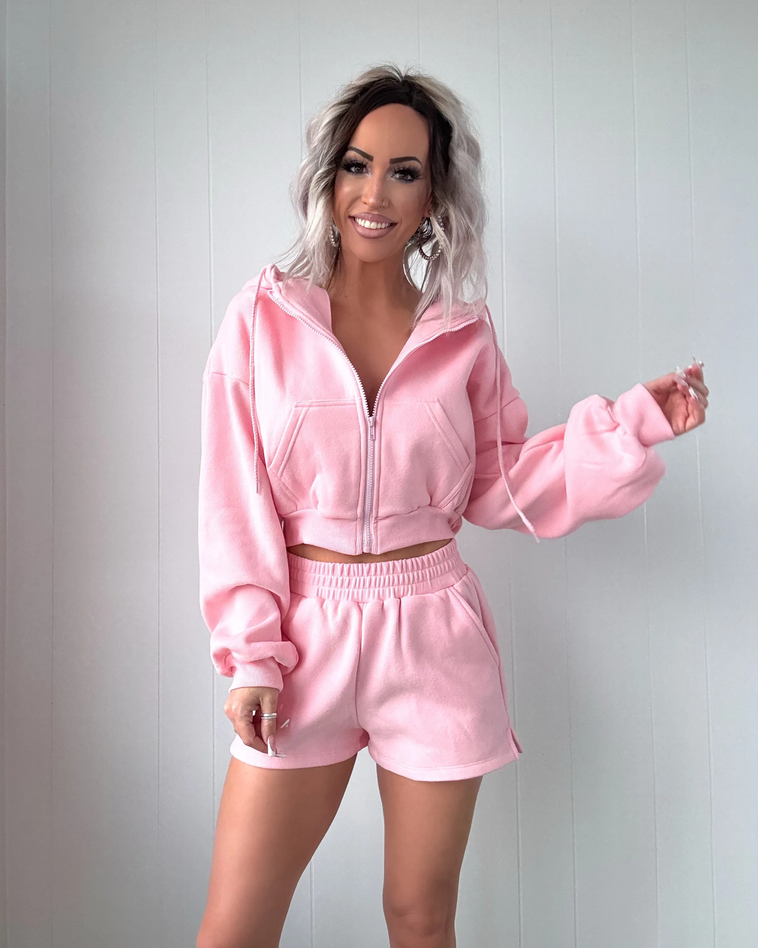 Snuggle Squad Fleece Shorts Set - Pink