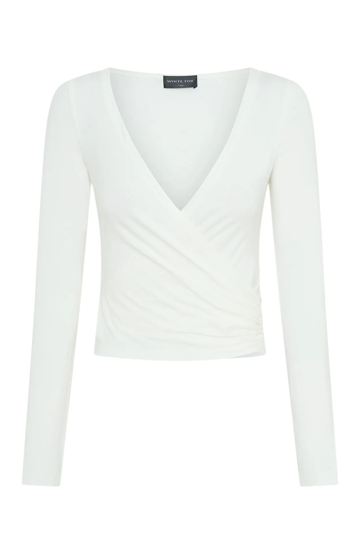 Staying Cute Long Sleeve Wrap Top Cream