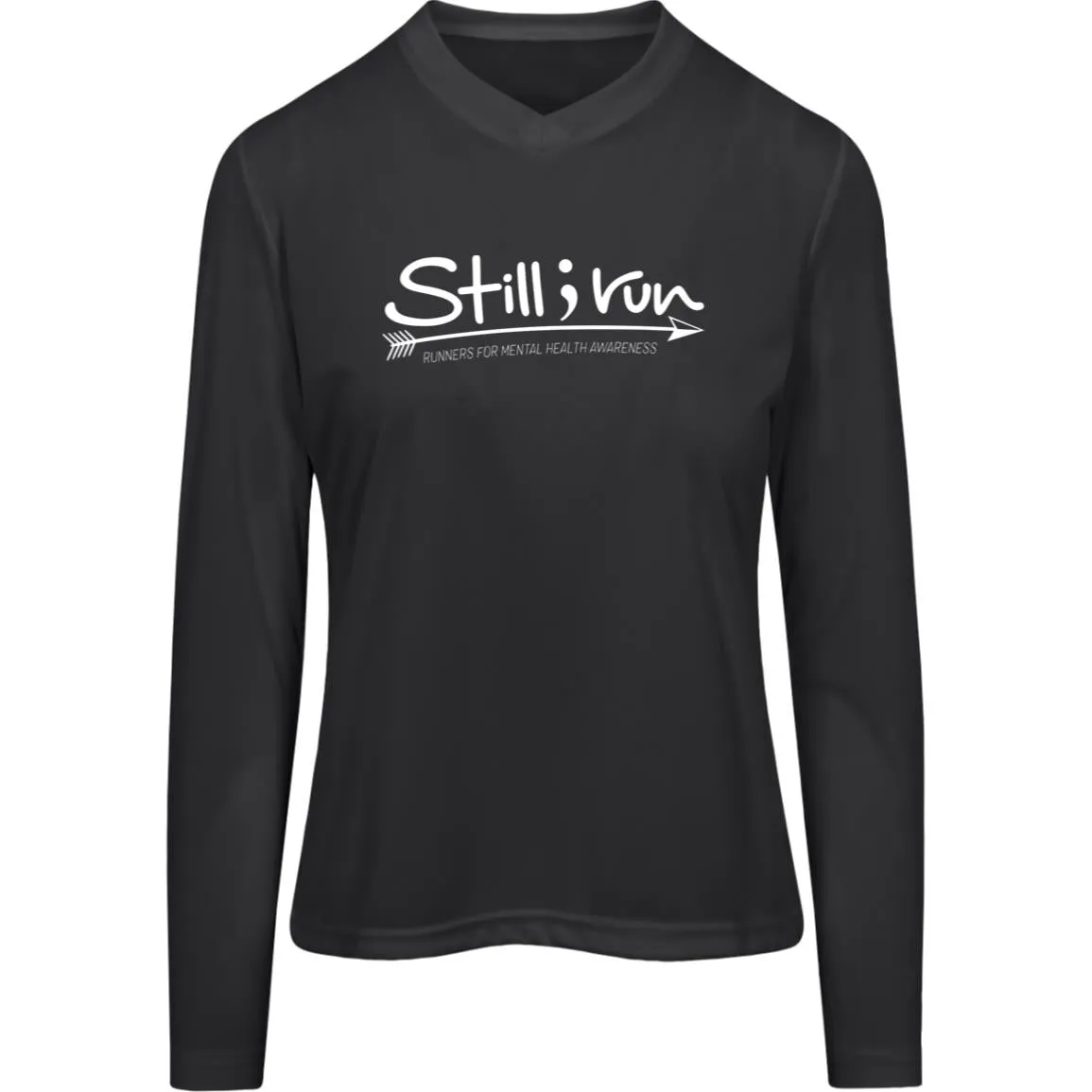 Still I Run Moisture Wicking V-Neck Long Sleeve Running Tee