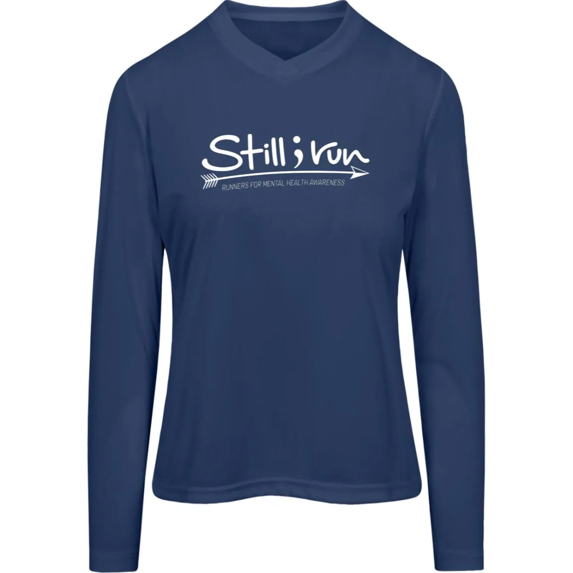Still I Run Moisture Wicking V-Neck Long Sleeve Running Tee