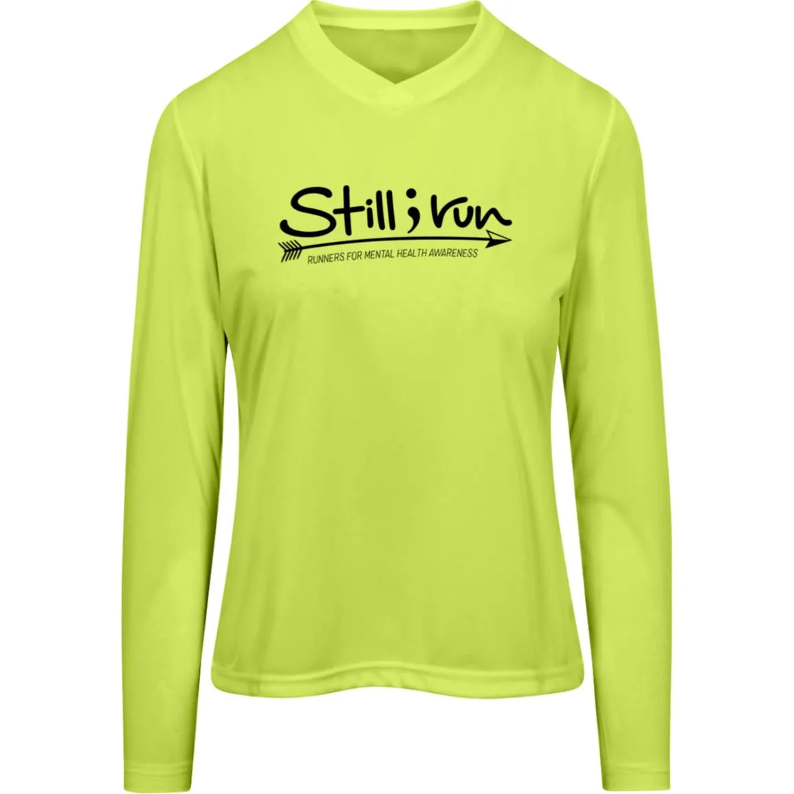Still I Run Moisture Wicking V-Neck Long Sleeve Running Tee