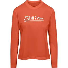 Still I Run Moisture Wicking V-Neck Long Sleeve Running Tee