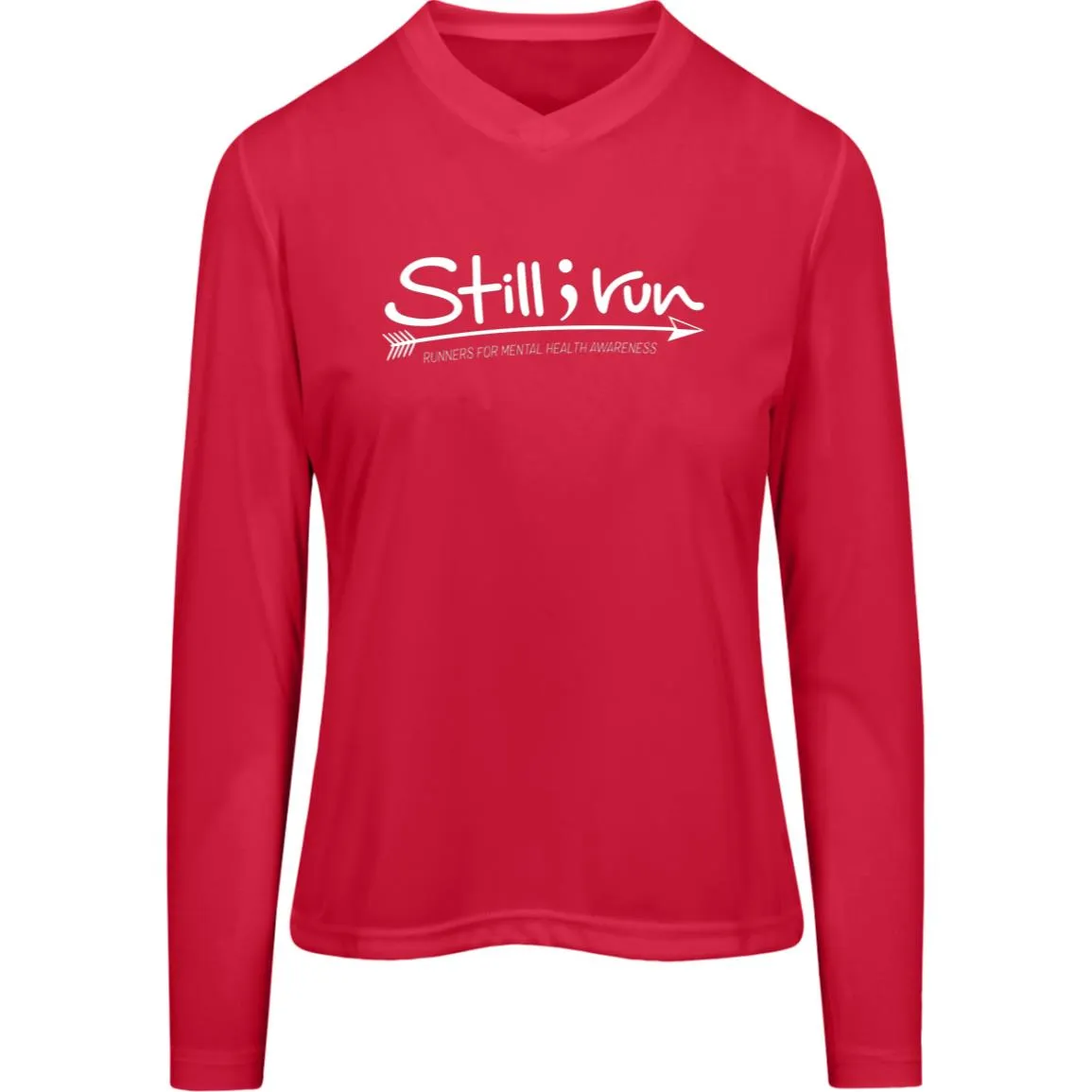 Still I Run Moisture Wicking V-Neck Long Sleeve Running Tee