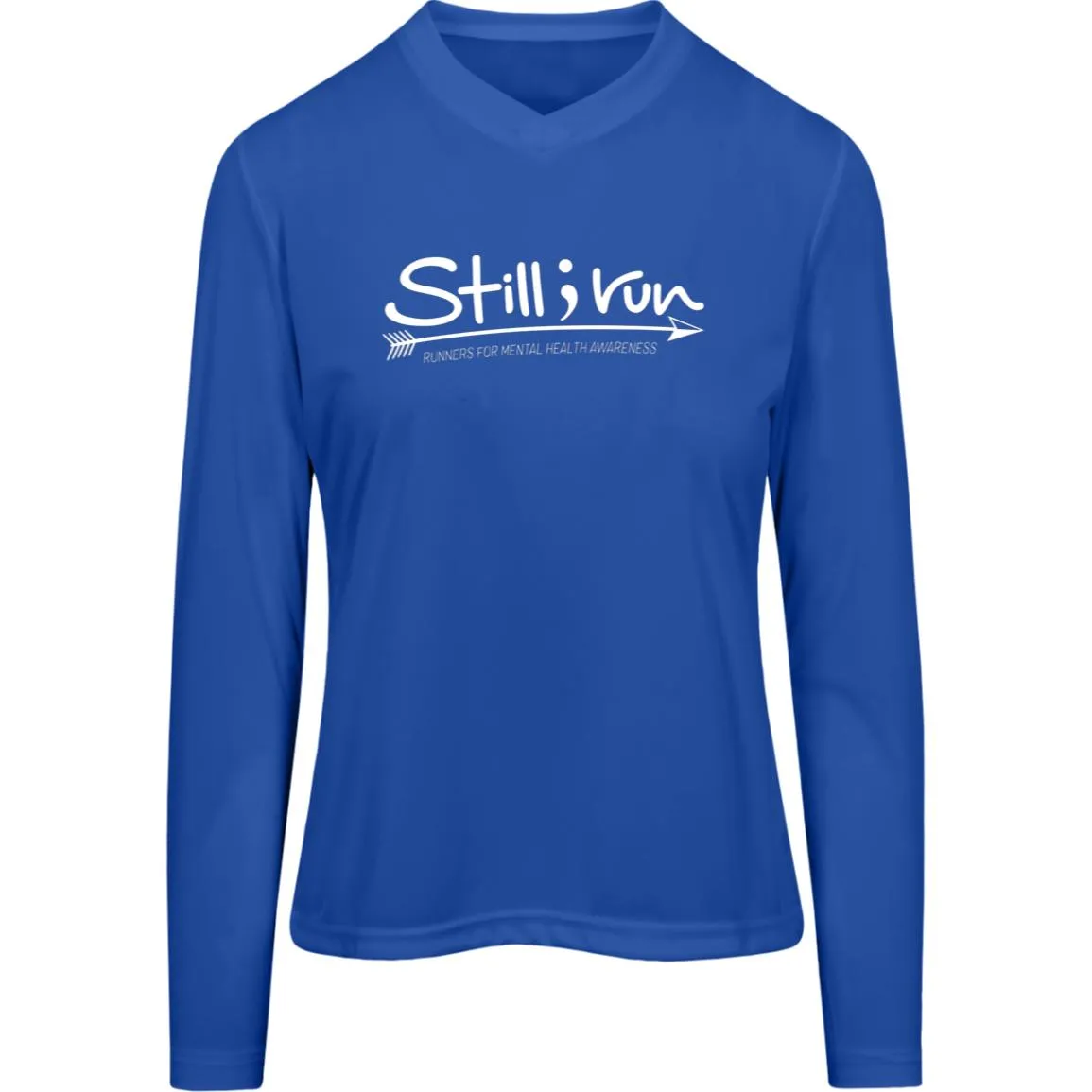 Still I Run Moisture Wicking V-Neck Long Sleeve Running Tee