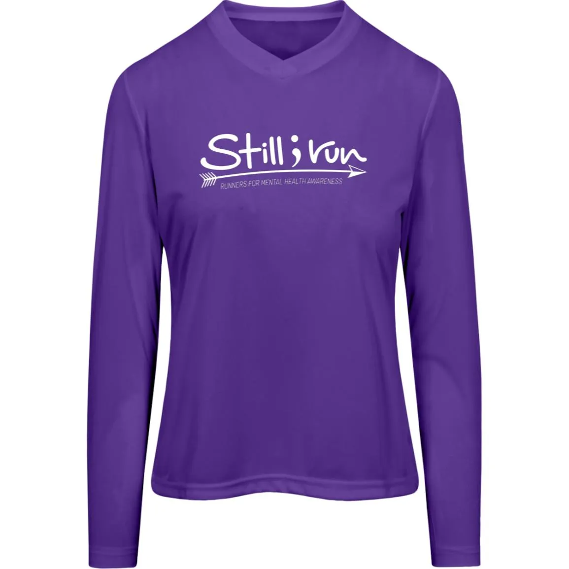 Still I Run Moisture Wicking V-Neck Long Sleeve Running Tee